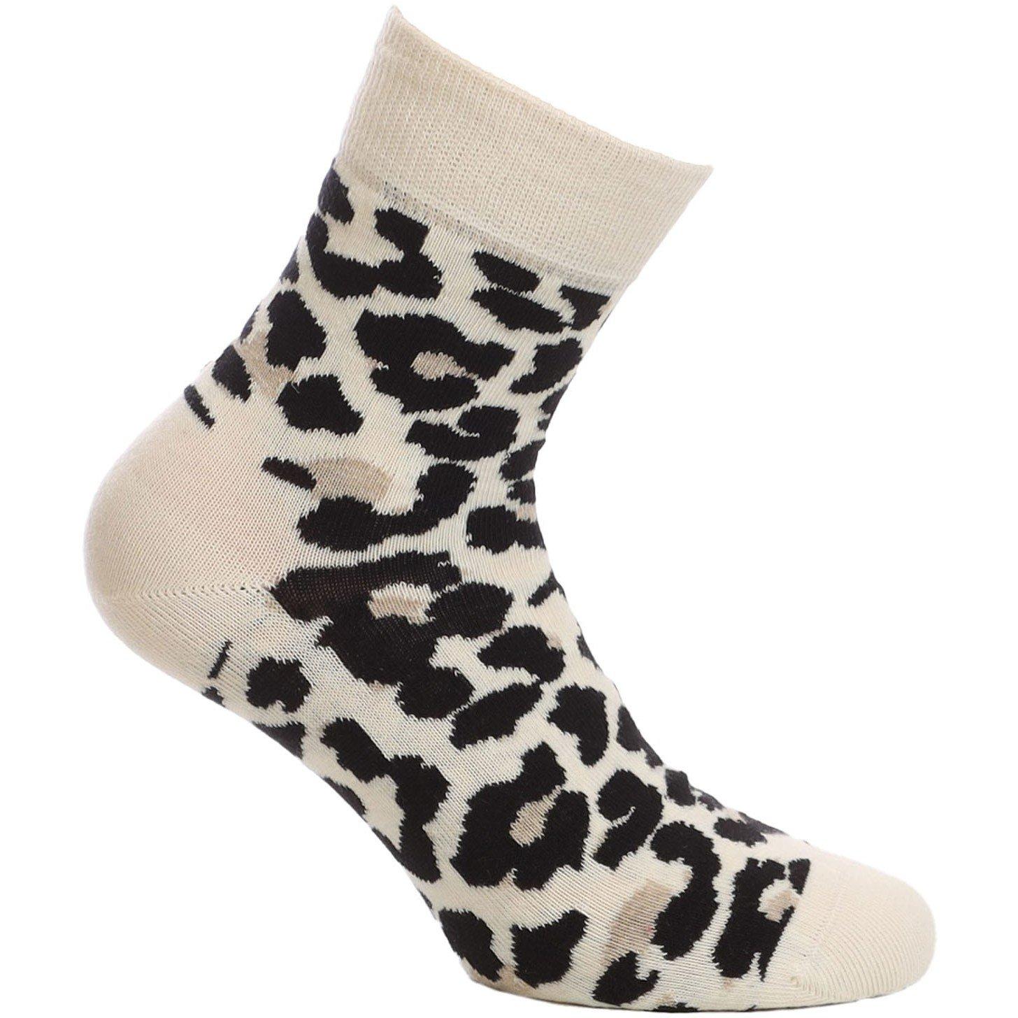 Beige - Happy Socks - Leopard Half Crew Socks - 2