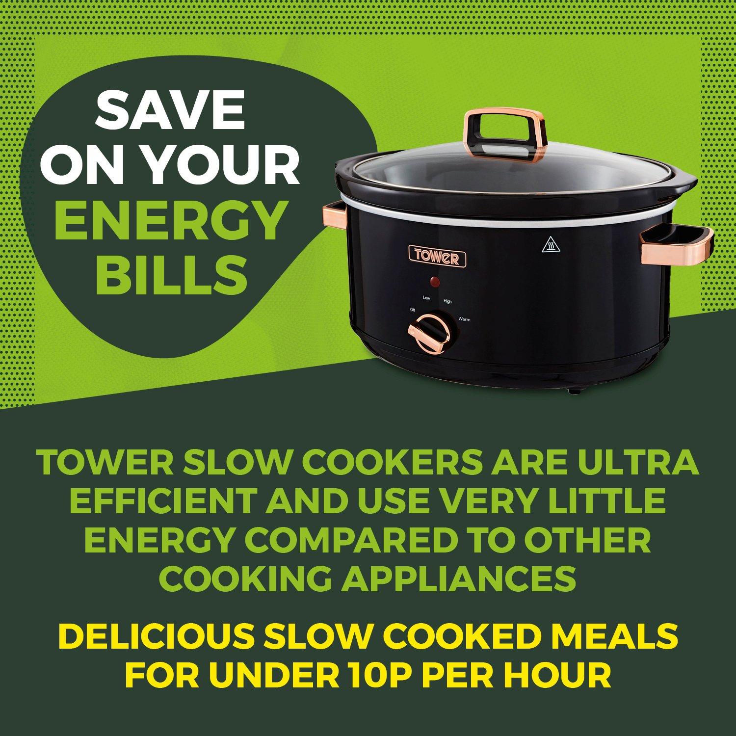 Rose Gold - Tower - Rose Gold 6.5 Litre Slow Cooker Black and Rose Gol - 2