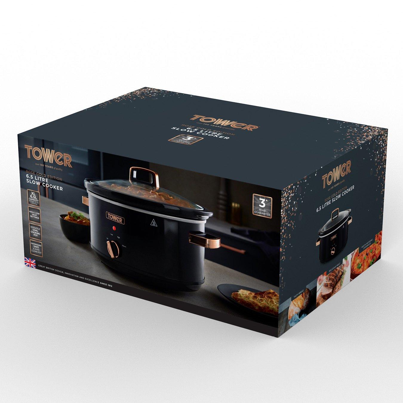 Rose Gold - Tower - Rose Gold 6.5 Litre Slow Cooker Black and Rose Gol - 11