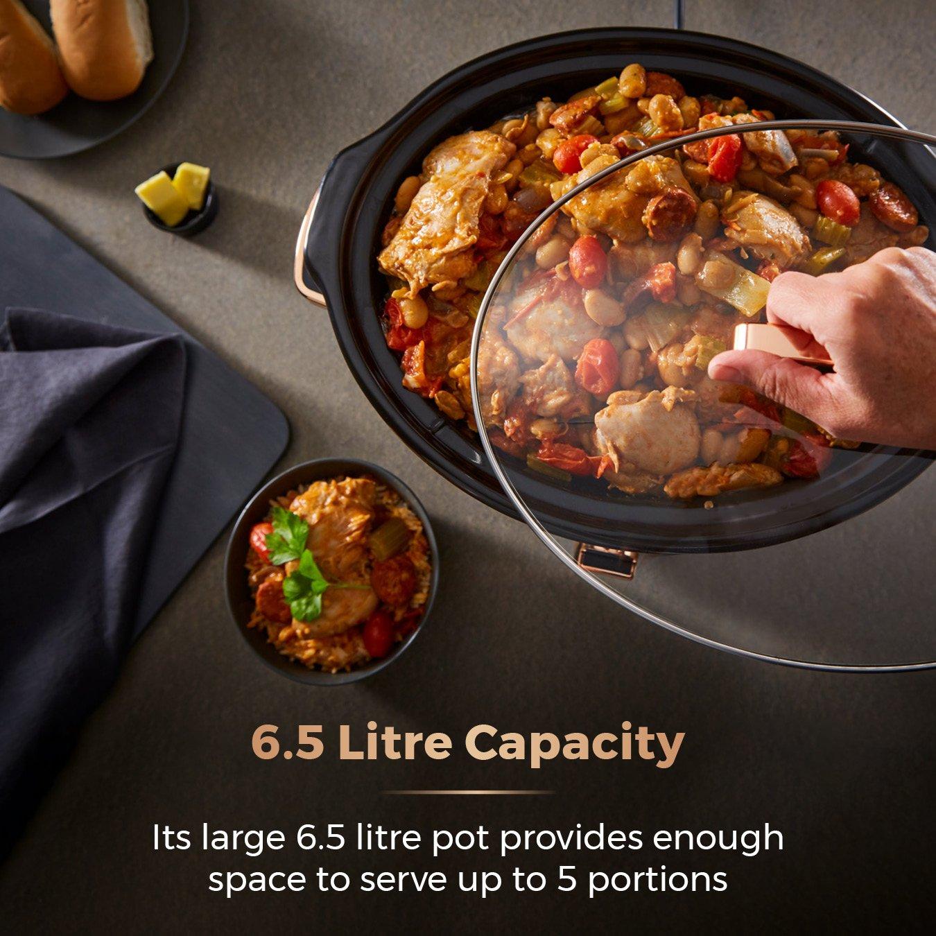 Rose Gold - Tower - Rose Gold 6.5 Litre Slow Cooker Black and Rose Gol - 3