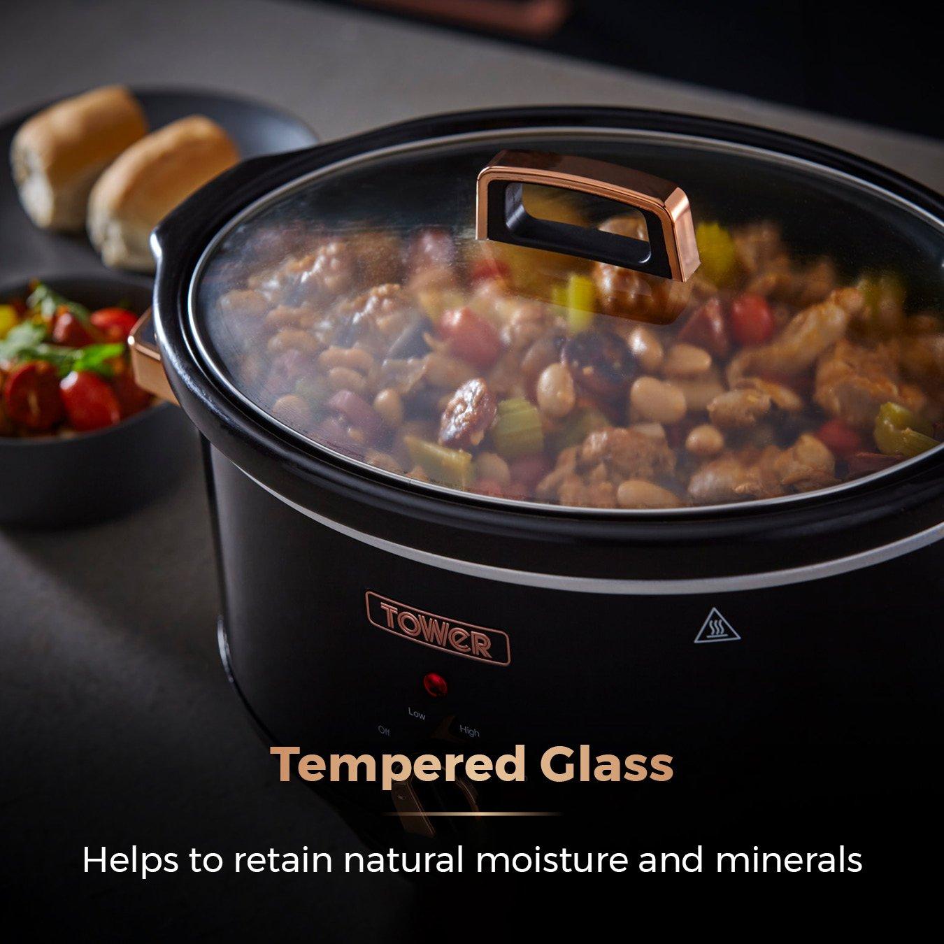 Rose Gold - Tower - Rose Gold 6.5 Litre Slow Cooker Black and Rose Gol - 6