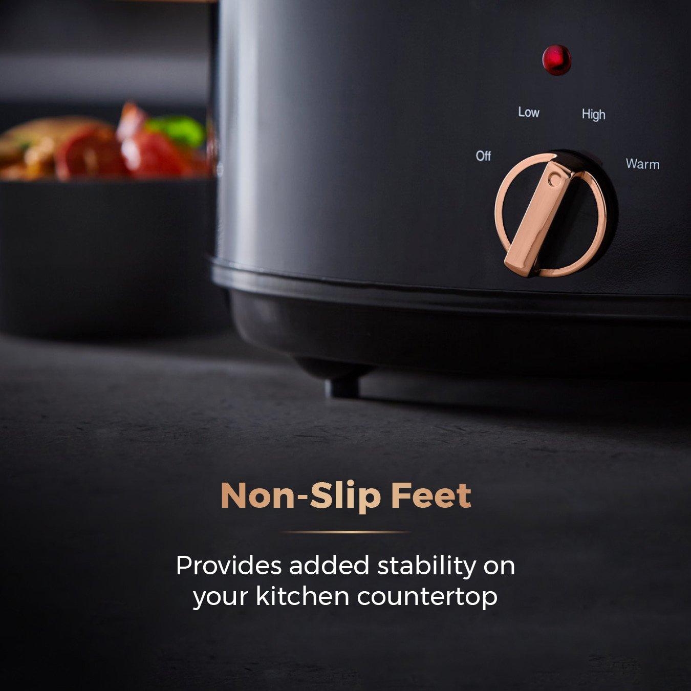 Rose Gold - Tower - Rose Gold 6.5 Litre Slow Cooker Black and Rose Gol - 8