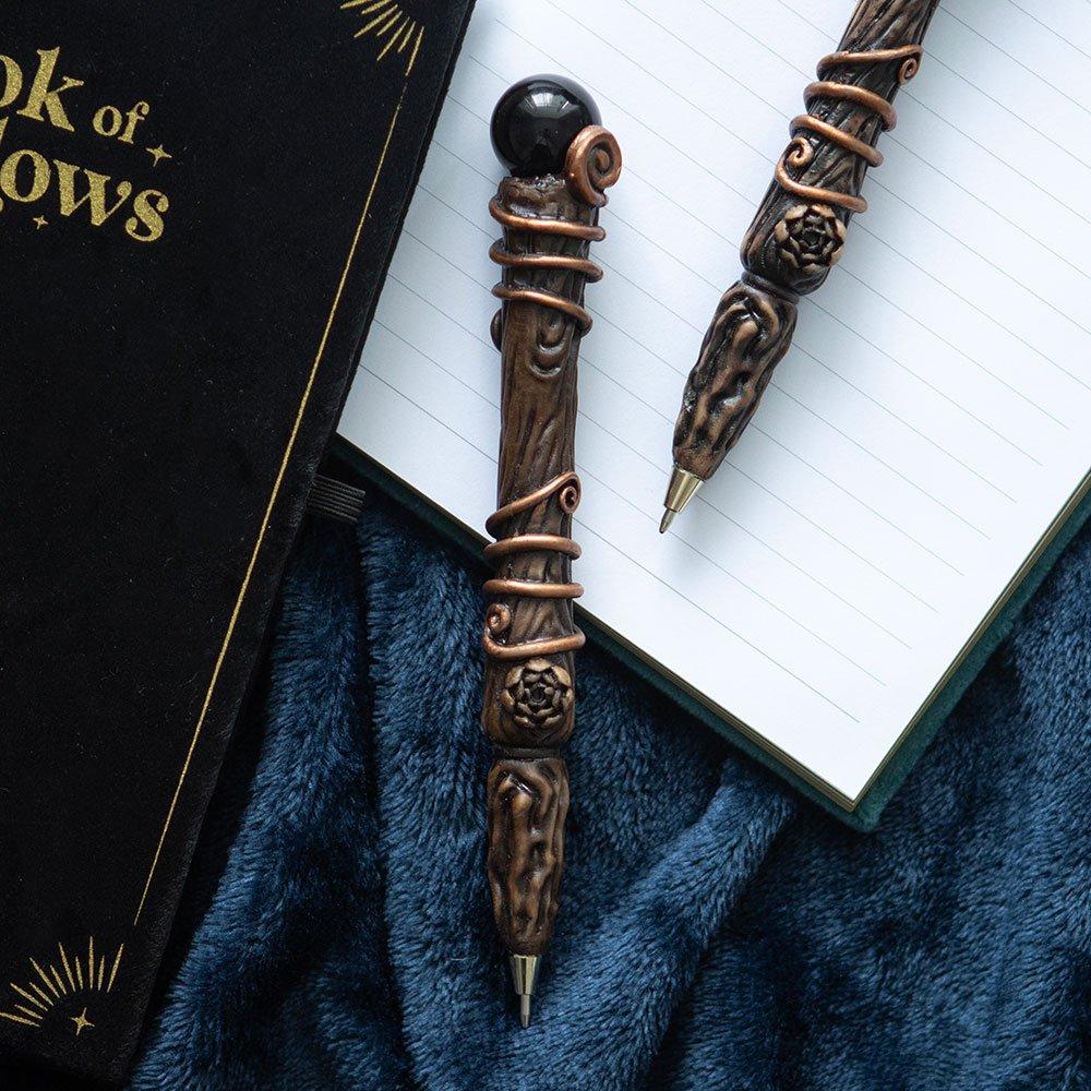Brown - Something Different - Protection Black Obsidian Crystal Wand Pen - 1