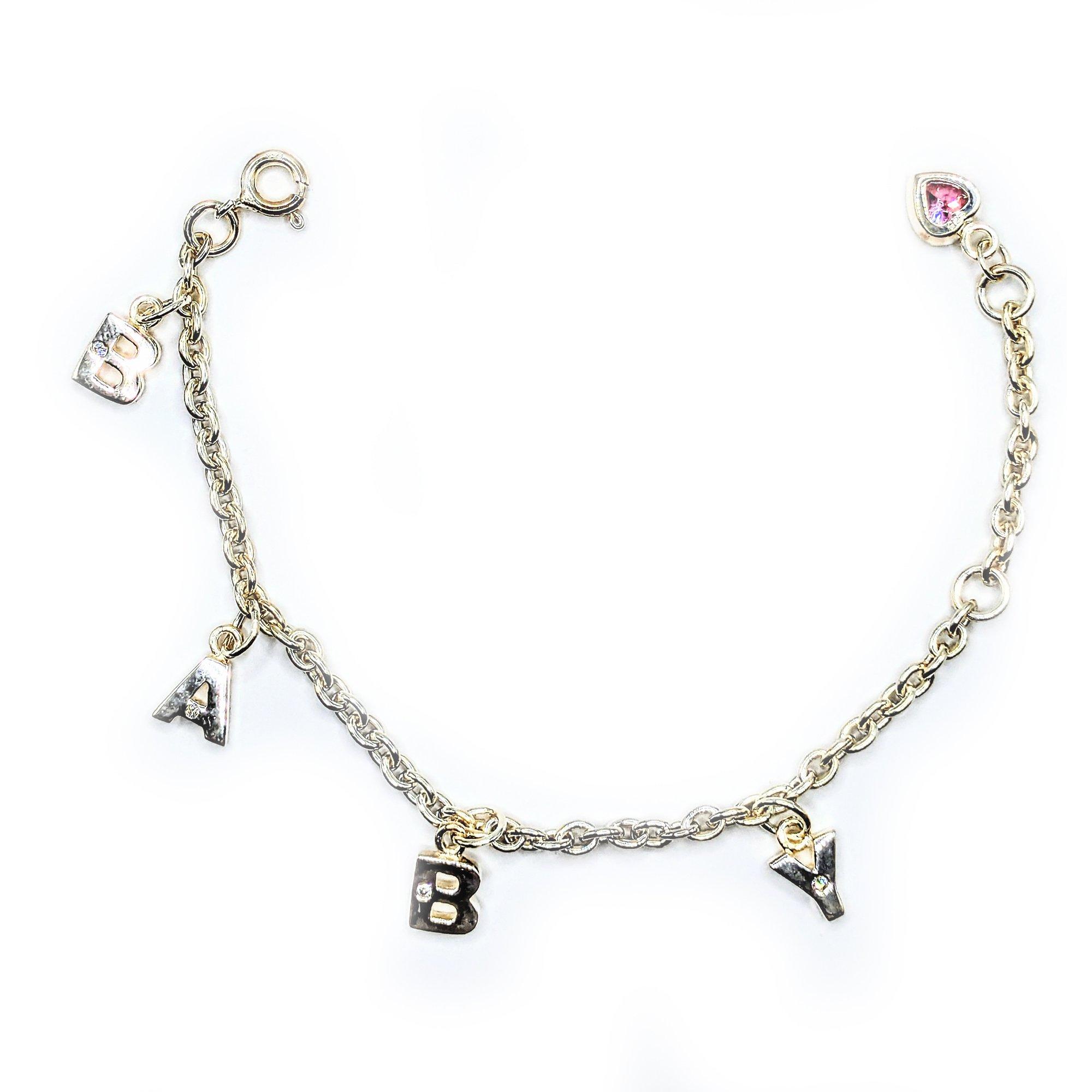 Silver - Espree - Espree Silver Baby Diamond  &  Pink CZ Blet - 1