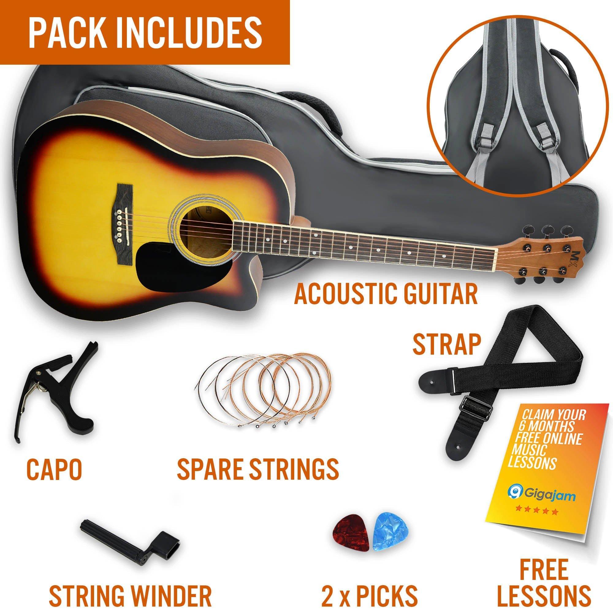 Sunburst - 3rd Avenue - MX Cutaway Acoustic Guitar Pack - 3