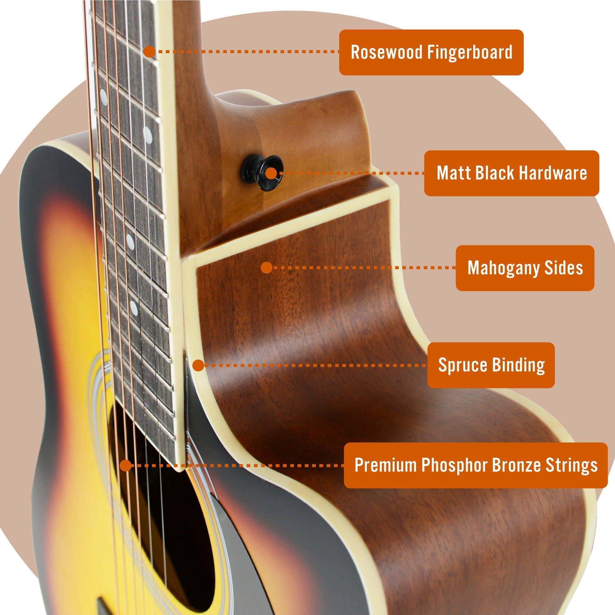 Sunburst - 3rd Avenue - MX Cutaway Acoustic Guitar Pack - 4
