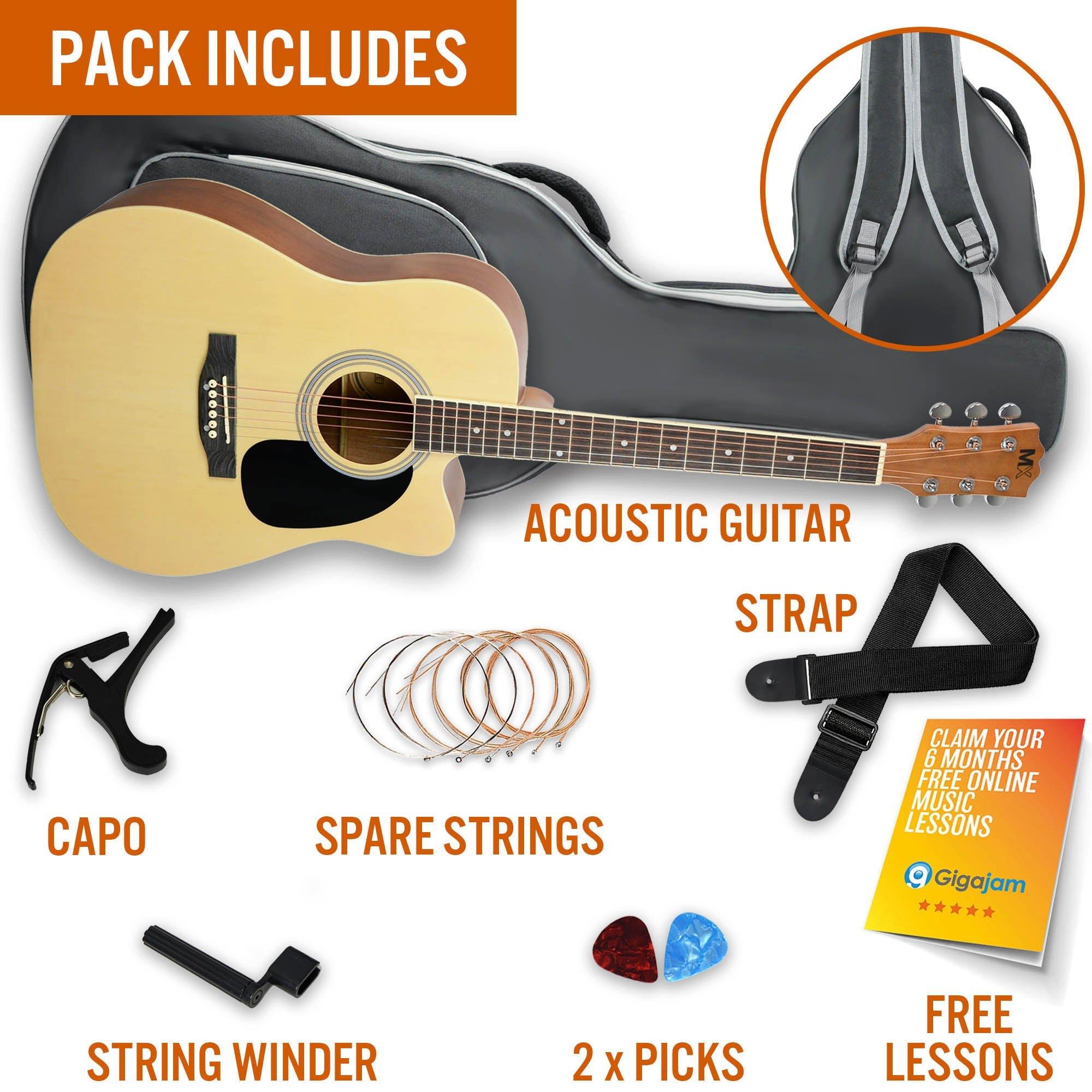 Natural - 3rd Avenue - MX Cutaway Acoustic Guitar Pack - 3