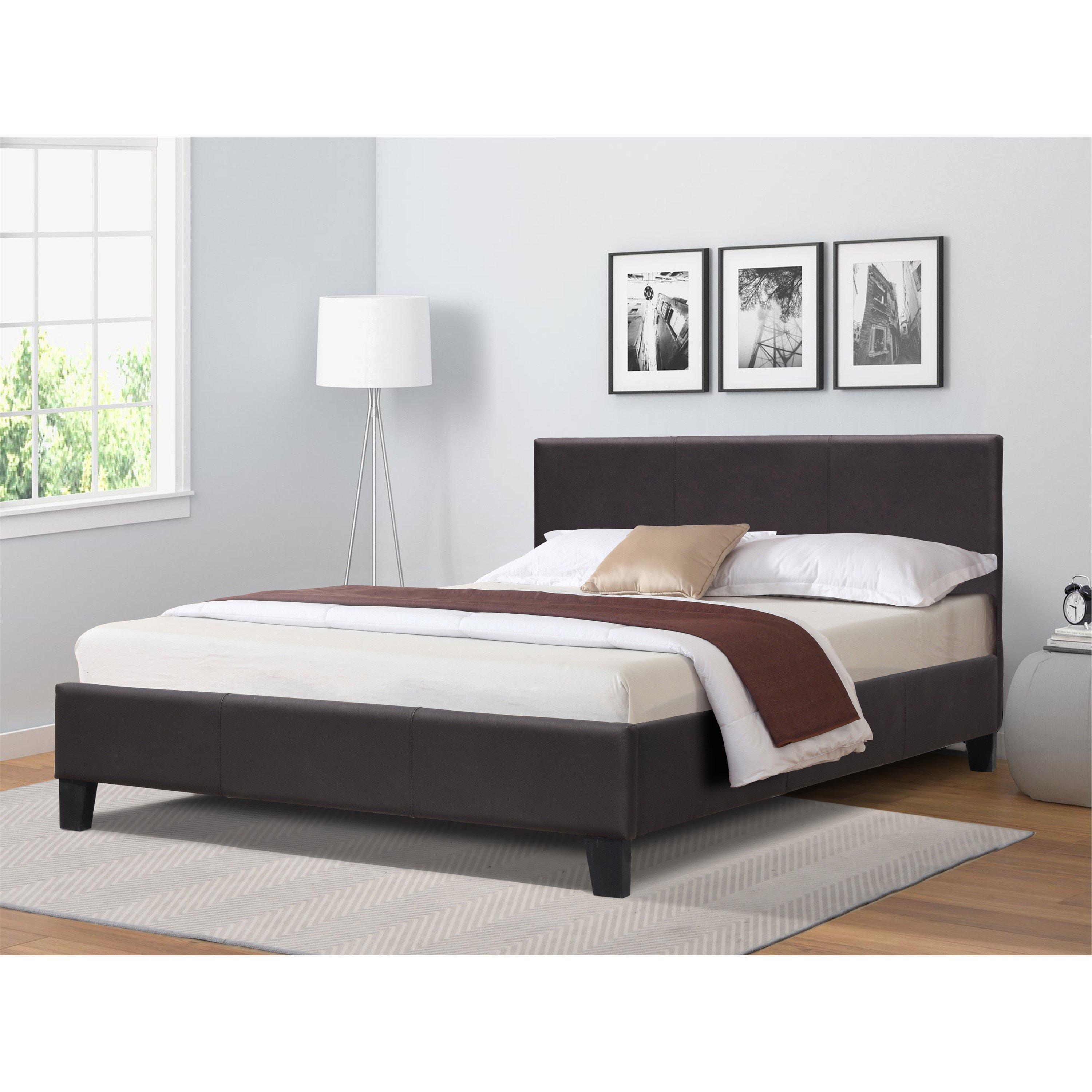 Comfy Living  Faux Leather Ottoman Bed Only - Black - Double