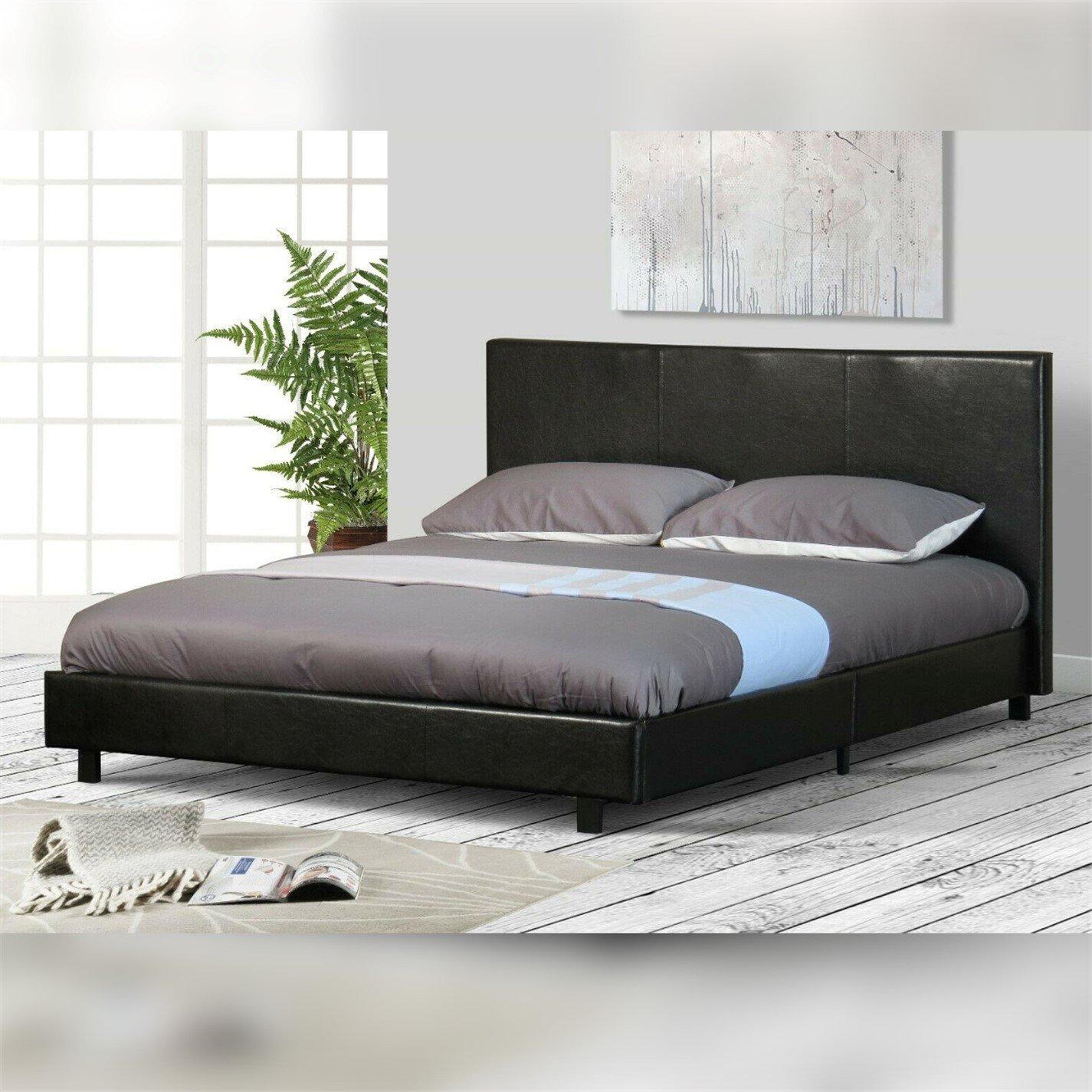 Black - Comfy Living - Faux Leather Ottoman Bed Only - 2