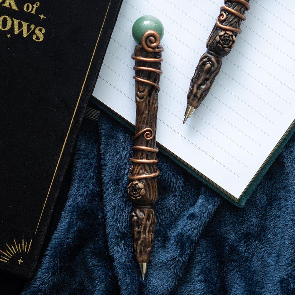 Brown - Something Different - Abundance Green Aventurine Crystal Wand Pen - 1