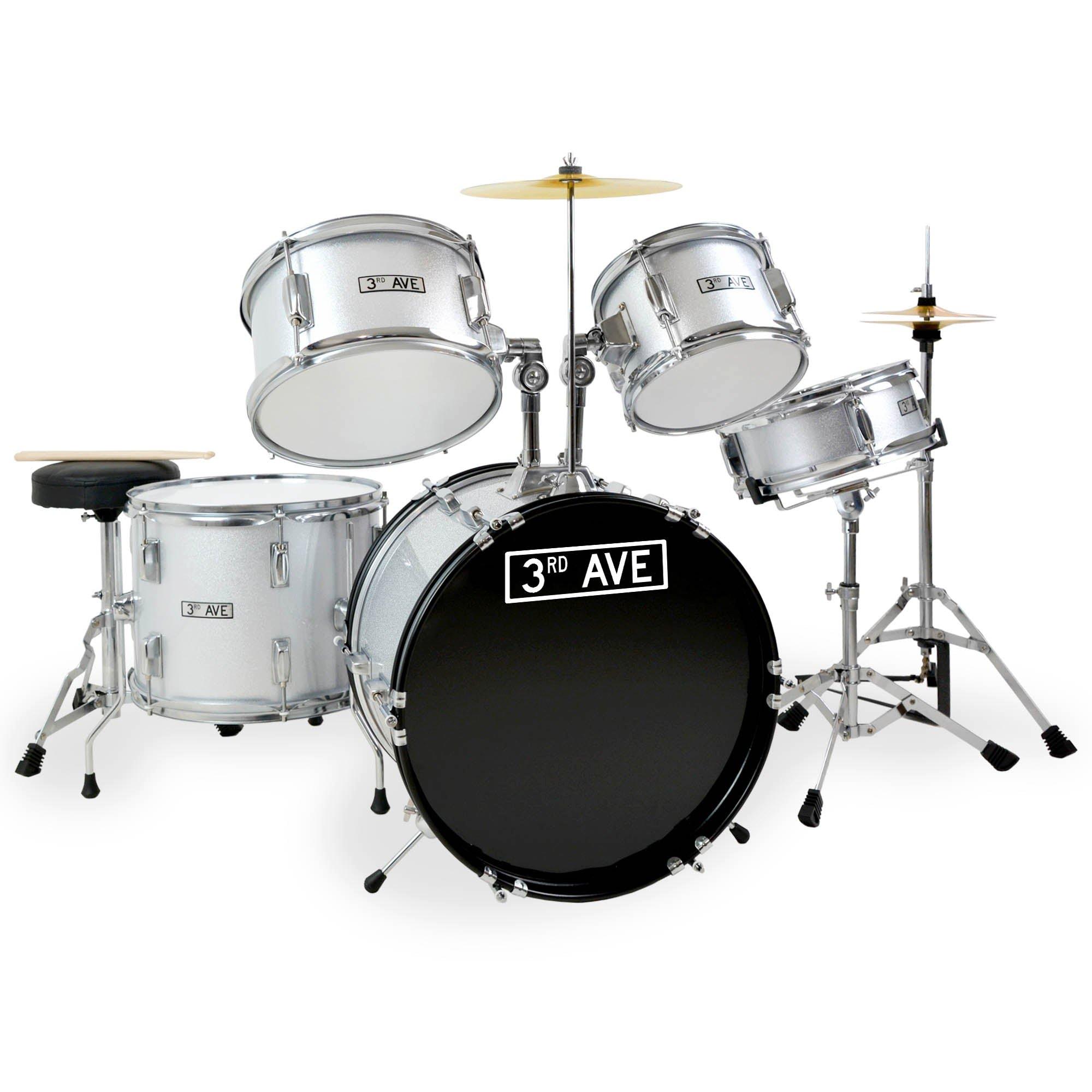Silver - 3rd Avenue - 5 Piece Junior Drum Kit - 1