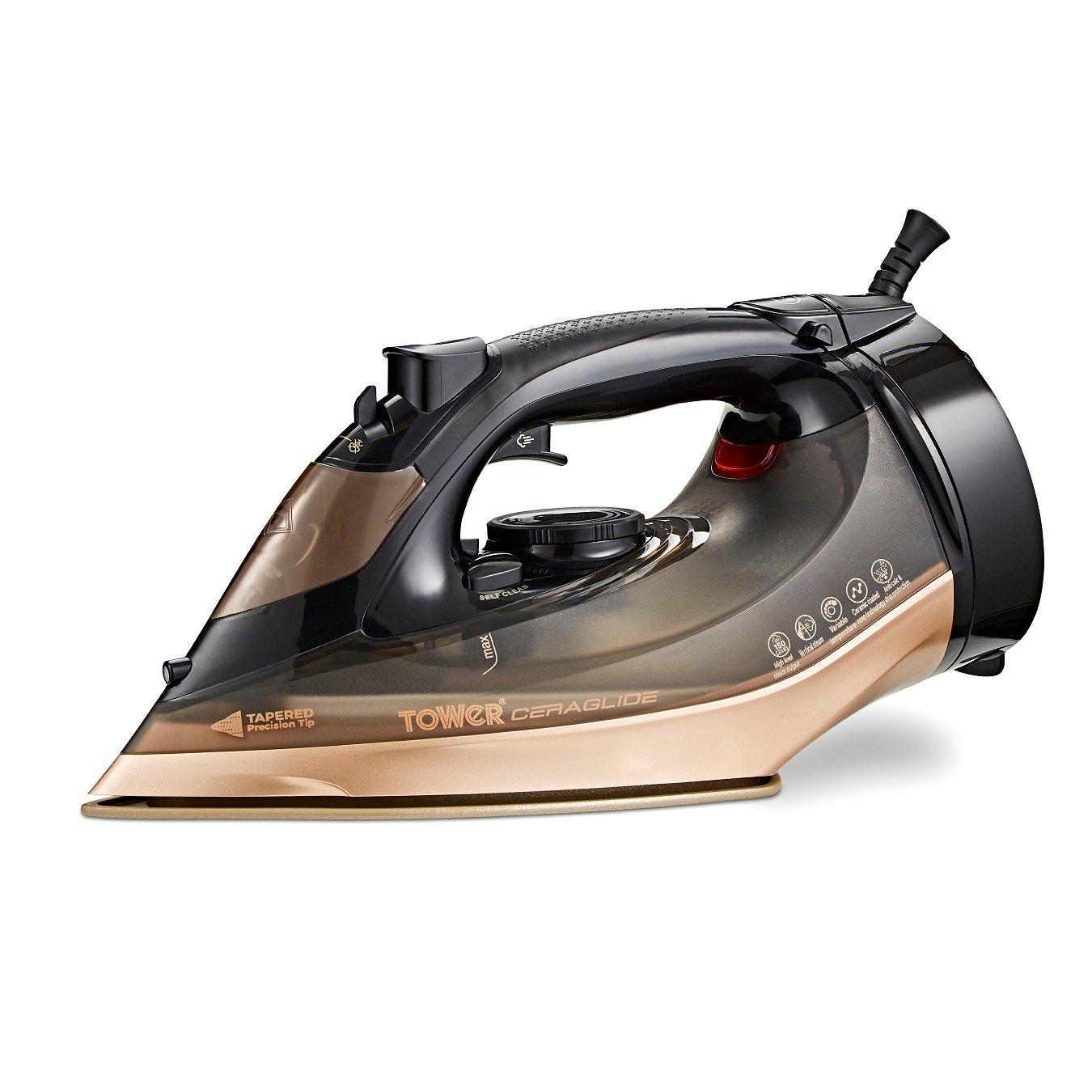 Gold - Tower - Ceraglide 2800W 360 Cord Cordless Steam Iron Black - 1