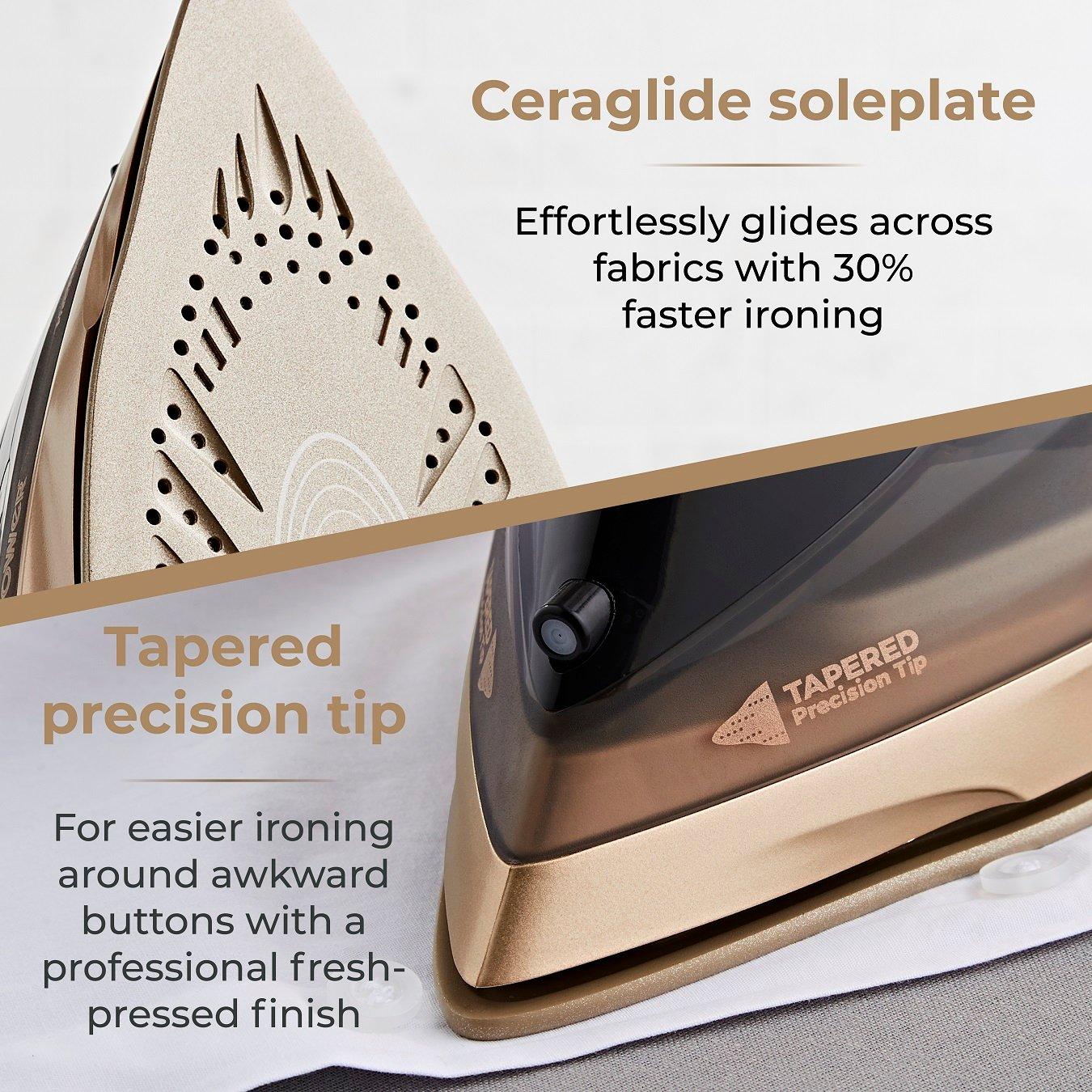 Gold - Tower - Ceraglide 2800W 360 Cord Cordless Steam Iron Black - 4