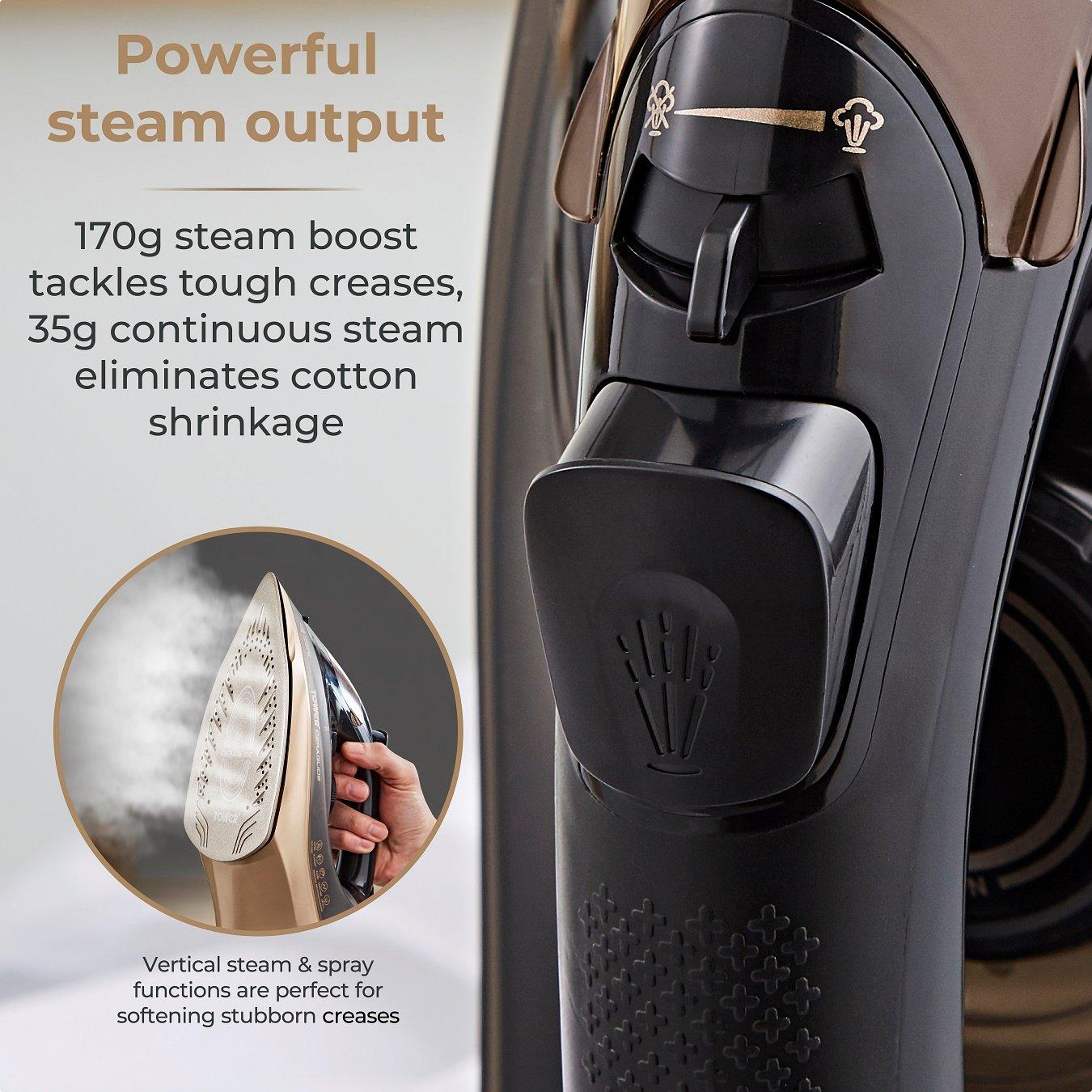 Gold - Tower - Ceraglide 2800W 360 Cord Cordless Steam Iron Black - 5