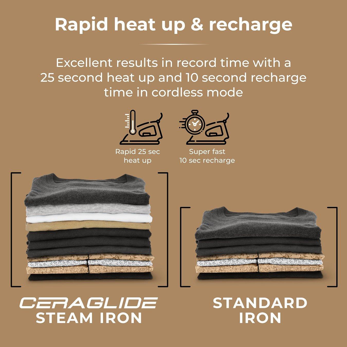 Gold - Tower - Ceraglide 2800W 360 Cord Cordless Steam Iron Black - 6