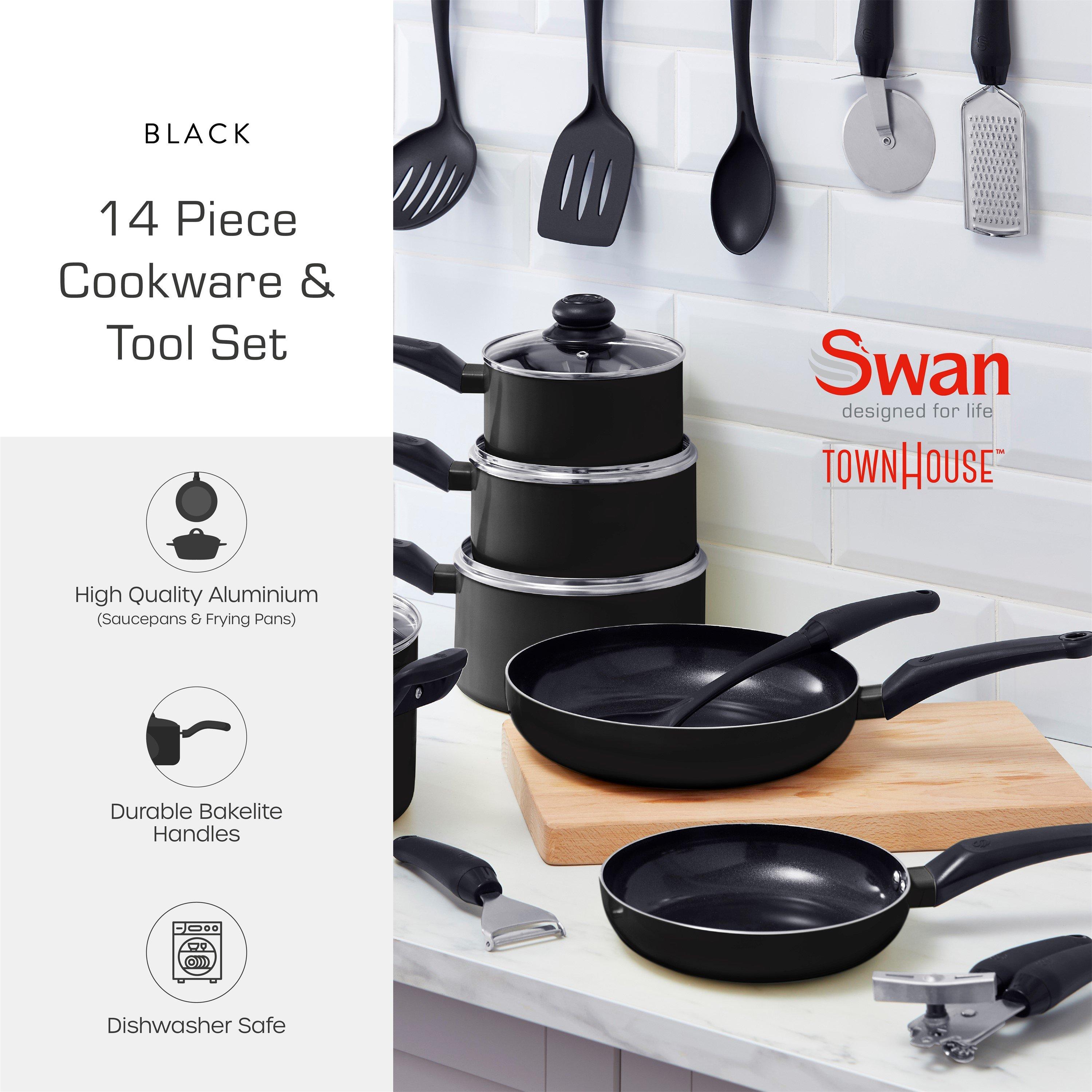 Black - Swan - Townhouse 14 Piece Pan and Tool Set Black - 2