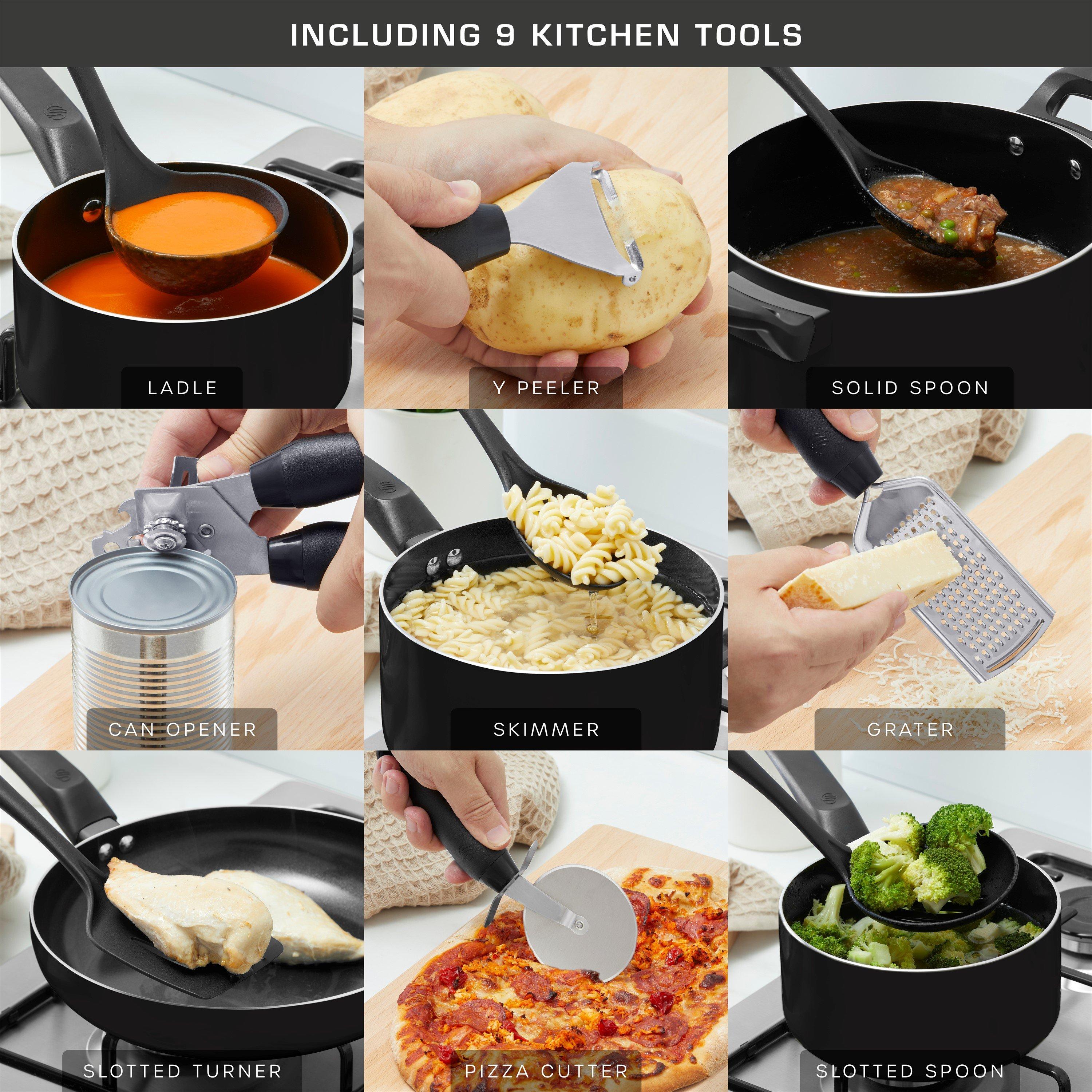 Black - Swan - Townhouse 14 Piece Pan and Tool Set Black - 5