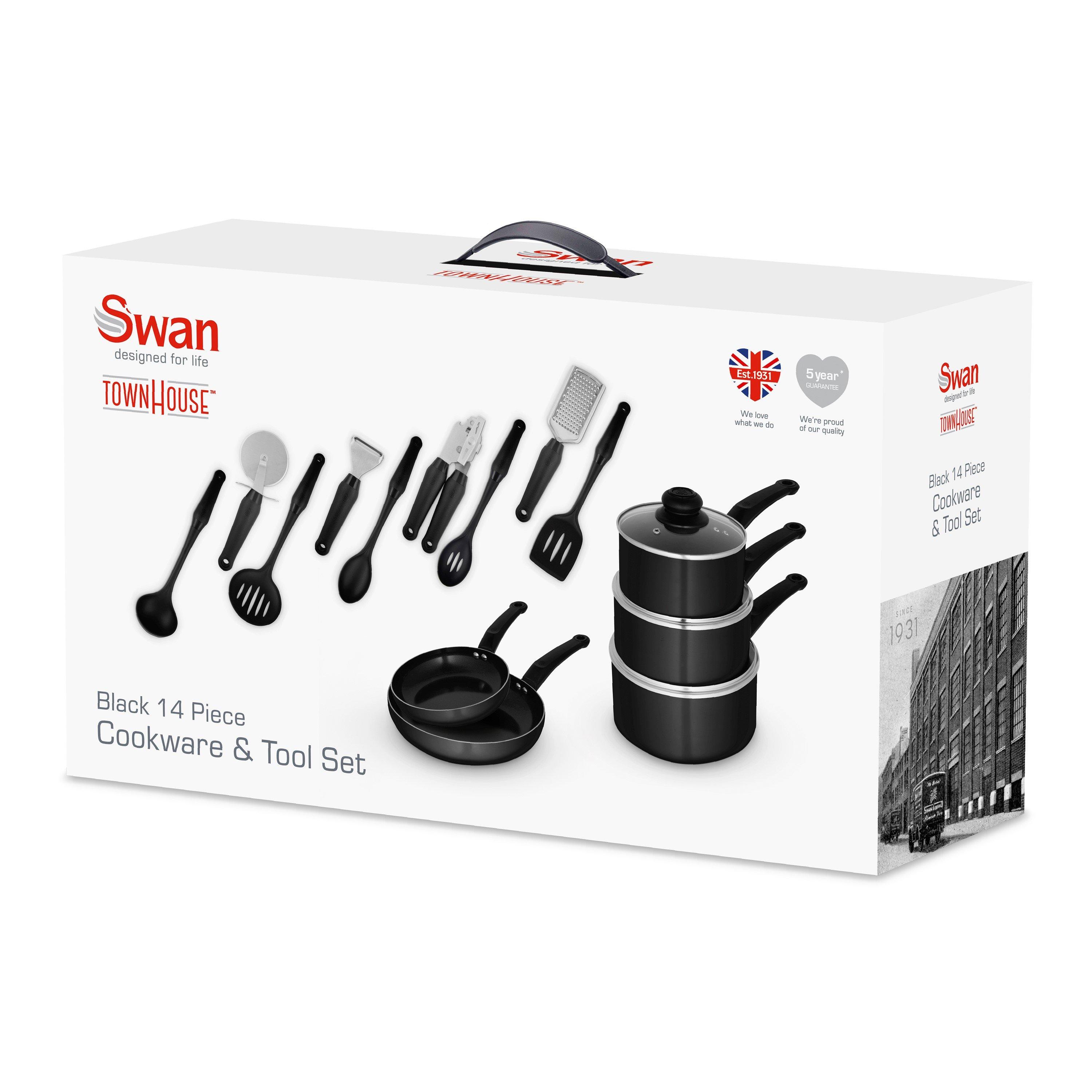 Black - Swan - Townhouse 14 Piece Pan and Tool Set Black - 8