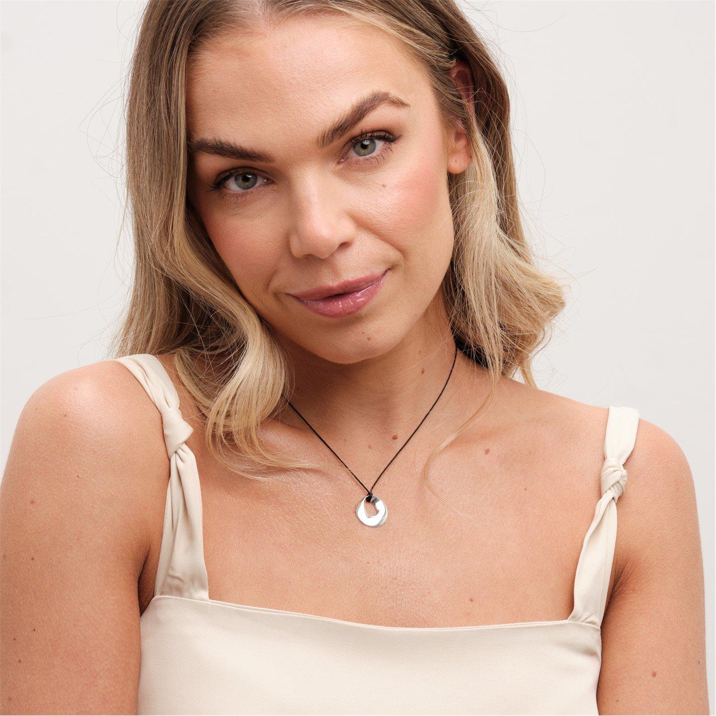 Silver - Simply Silver - Sterling Silver 925 Cord Open Pendant - 4