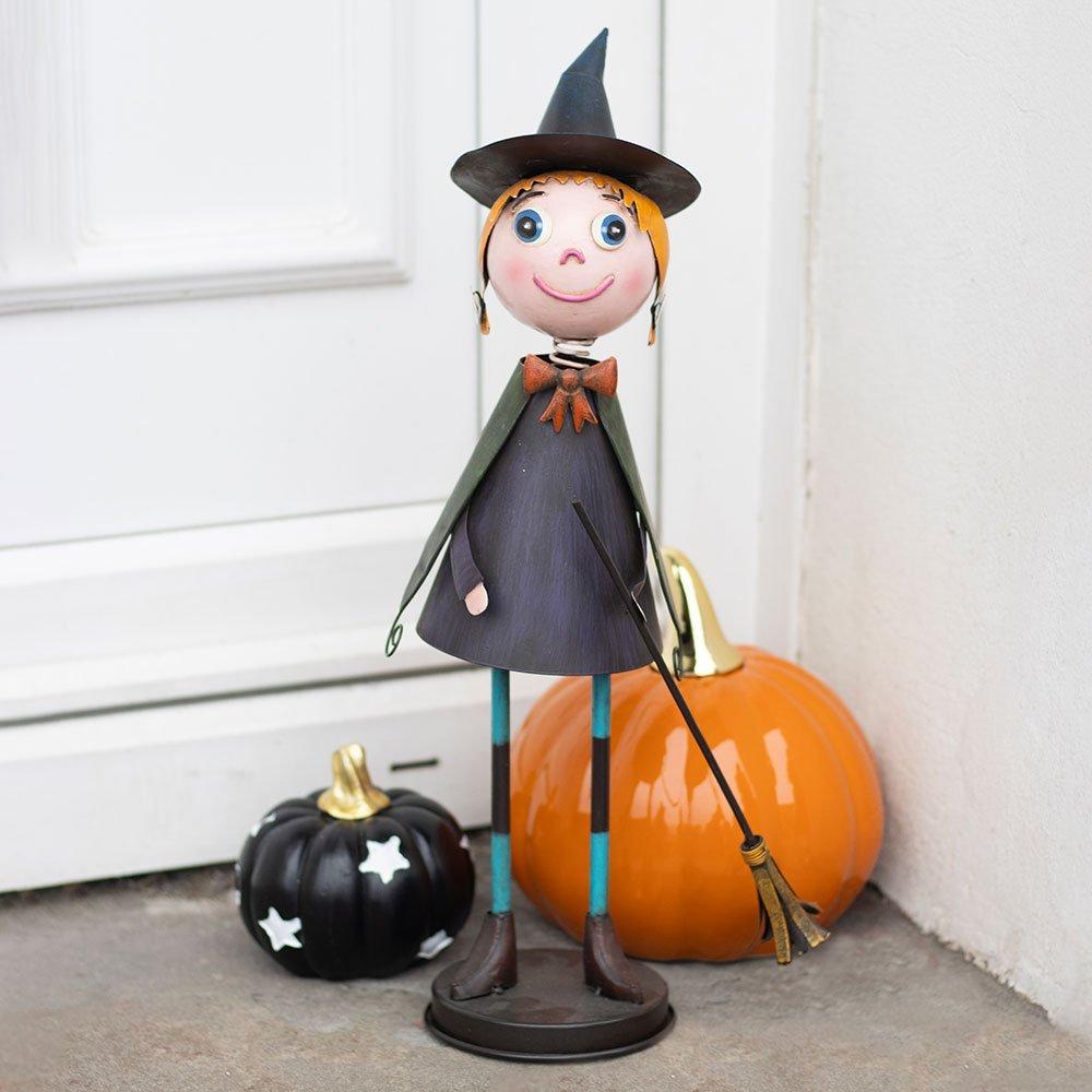 Black - Something Different - Metal Witch Ornament with Broom - 1