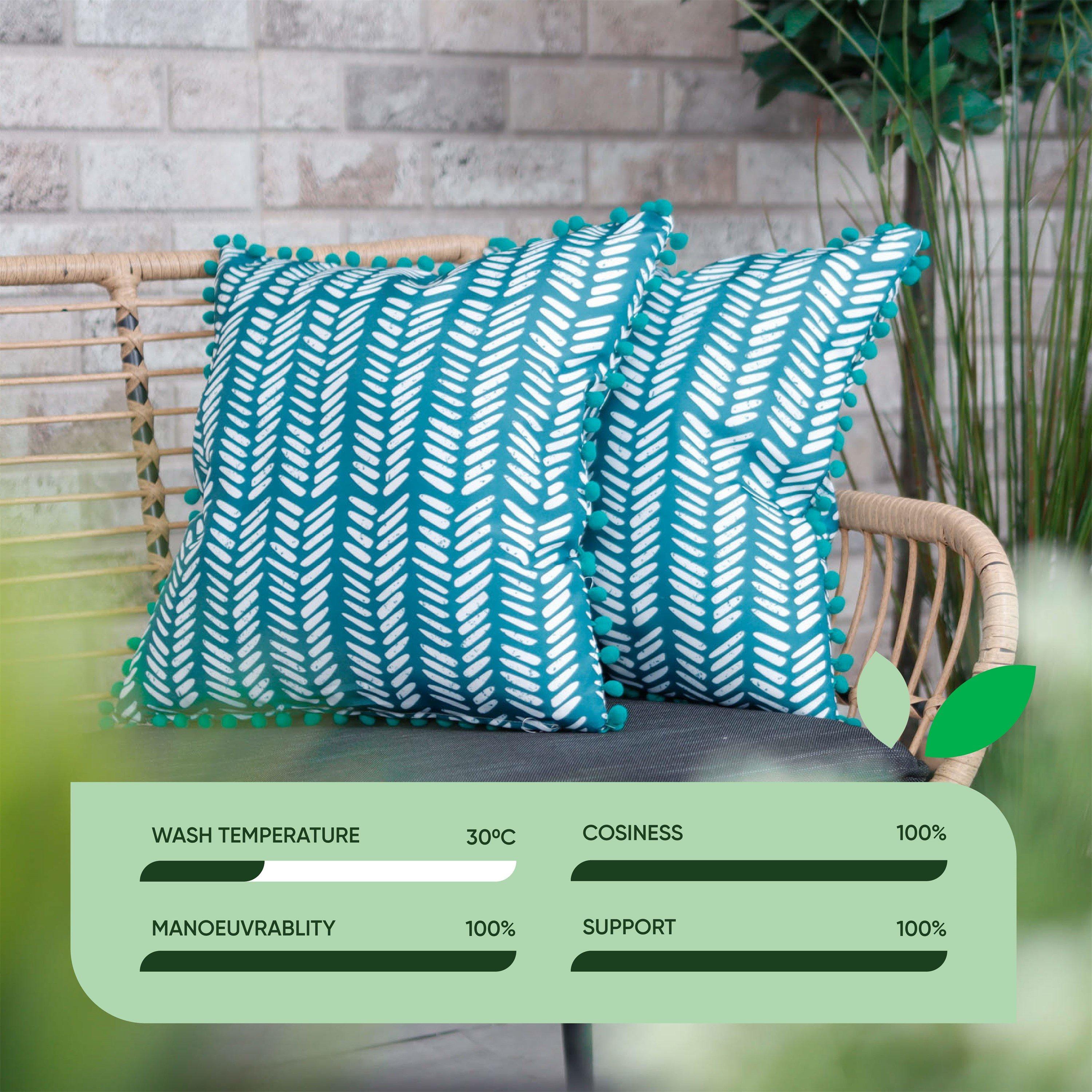 Teal - Streetwize - Outdoor Teal Fern Scatter Cushions - 3