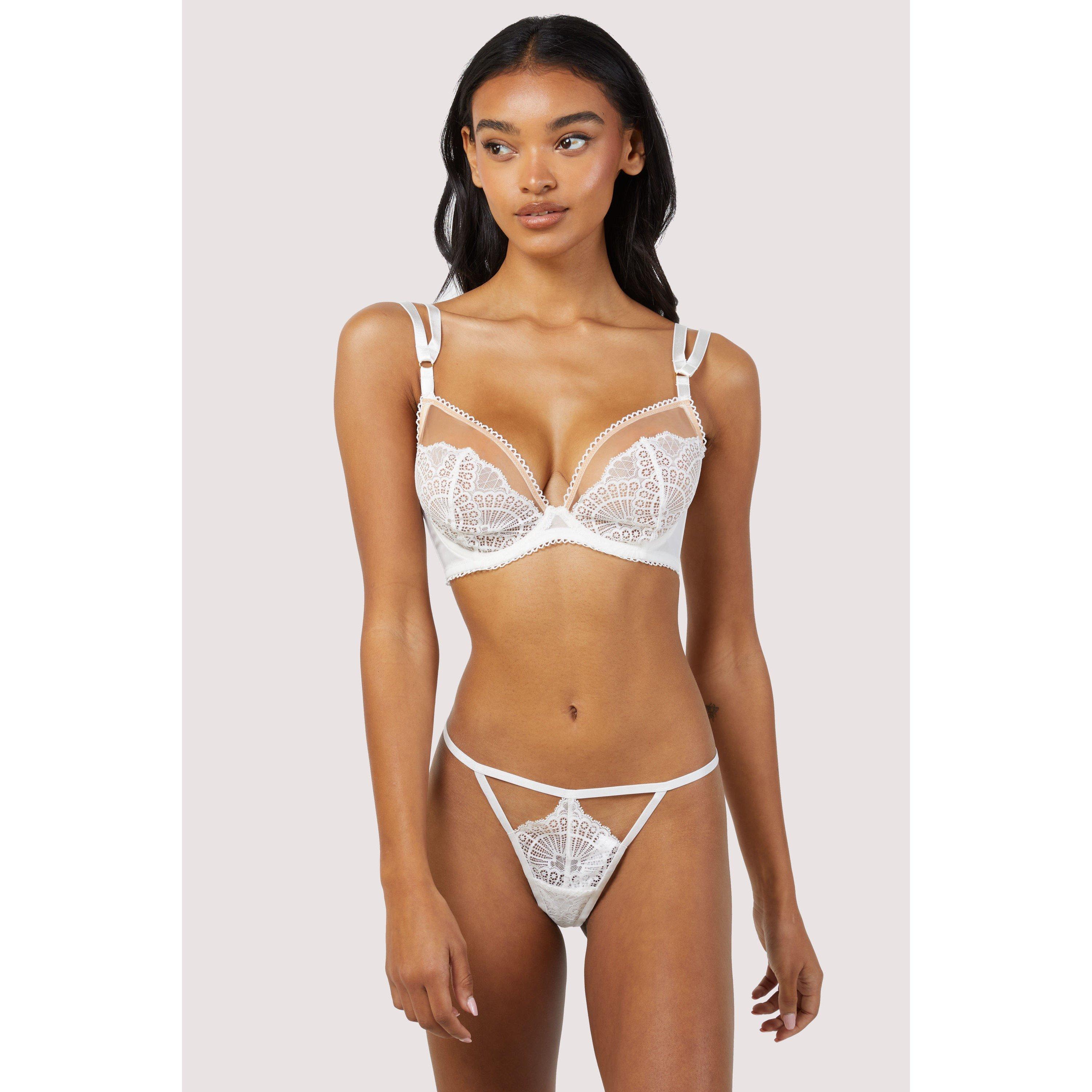 White - Wolf and Whistle - Carmen White Lace Thong With Picot Trim - 3