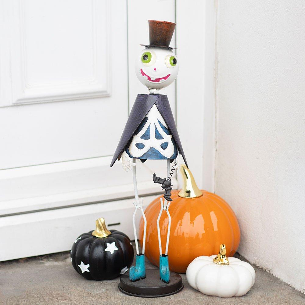 White - Something Different - Metal Skeleton Ornament with Top Hat - 1
