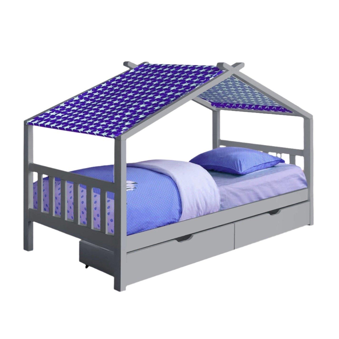 Grey - Comfy Living - 3ft House Bed Frame With Storage and Tent Option - 5