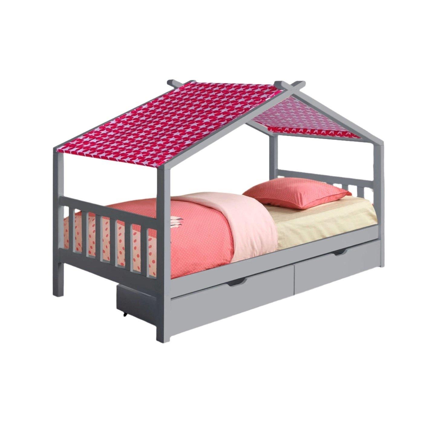 Grey - Comfy Living - 3ft House Bed Frame With Storage and Tent Option - 7