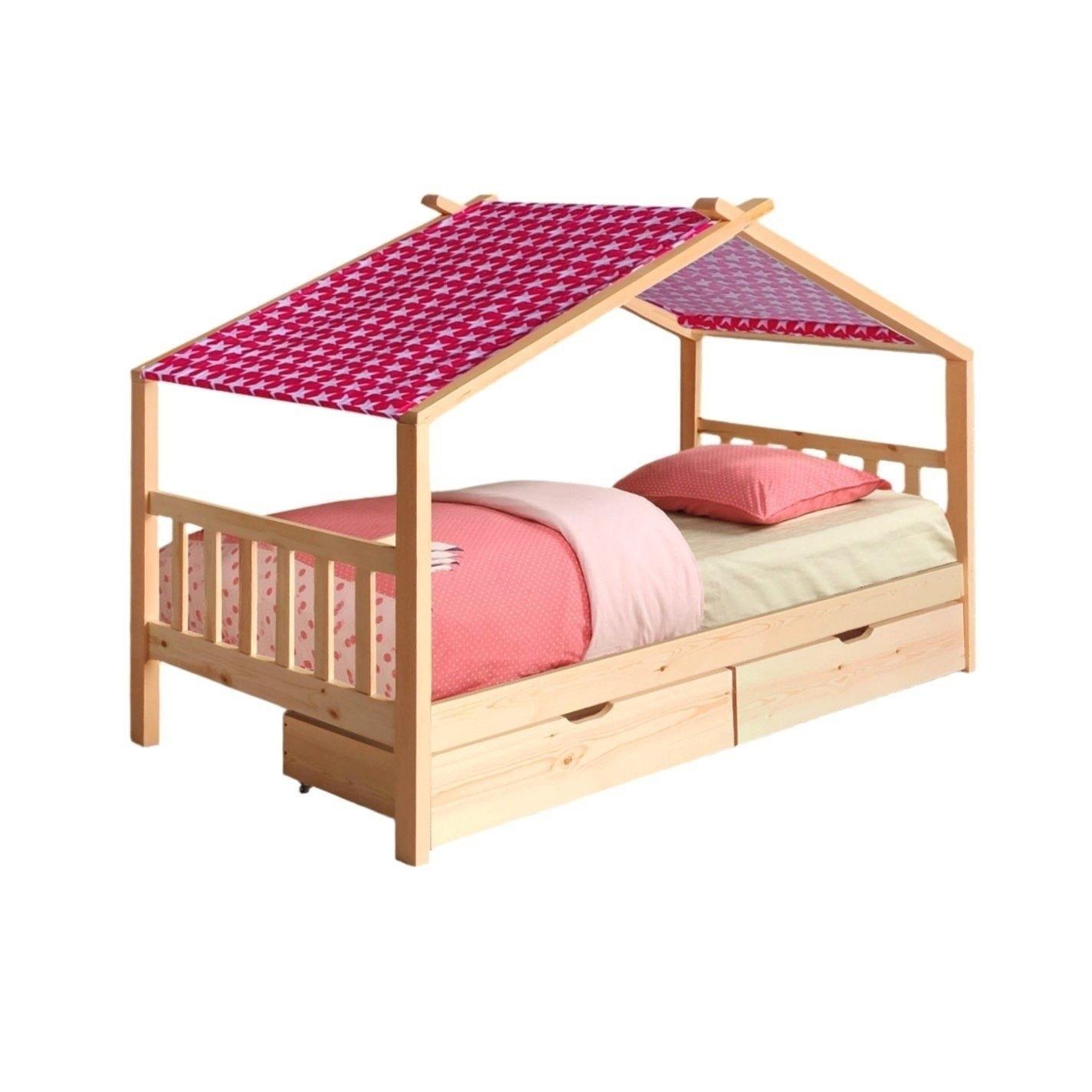 Pine - Comfy Living - 3ft House Bed Frame With Storage and Tent Option - 7