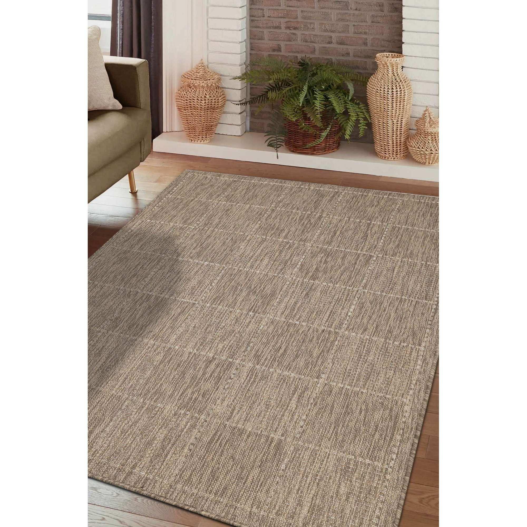 Homemaker Check Gel Flatweave Rug Latte