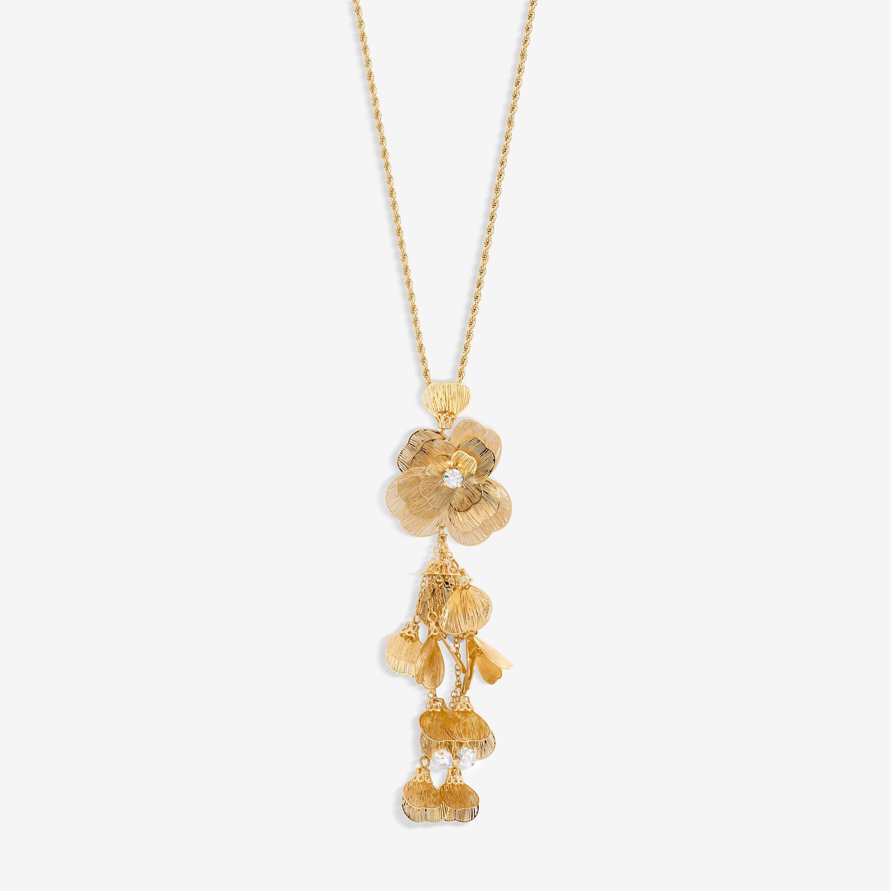 Gold - Mood - Gold Crystal Laser Cut Statement Pendant Necklace - 1