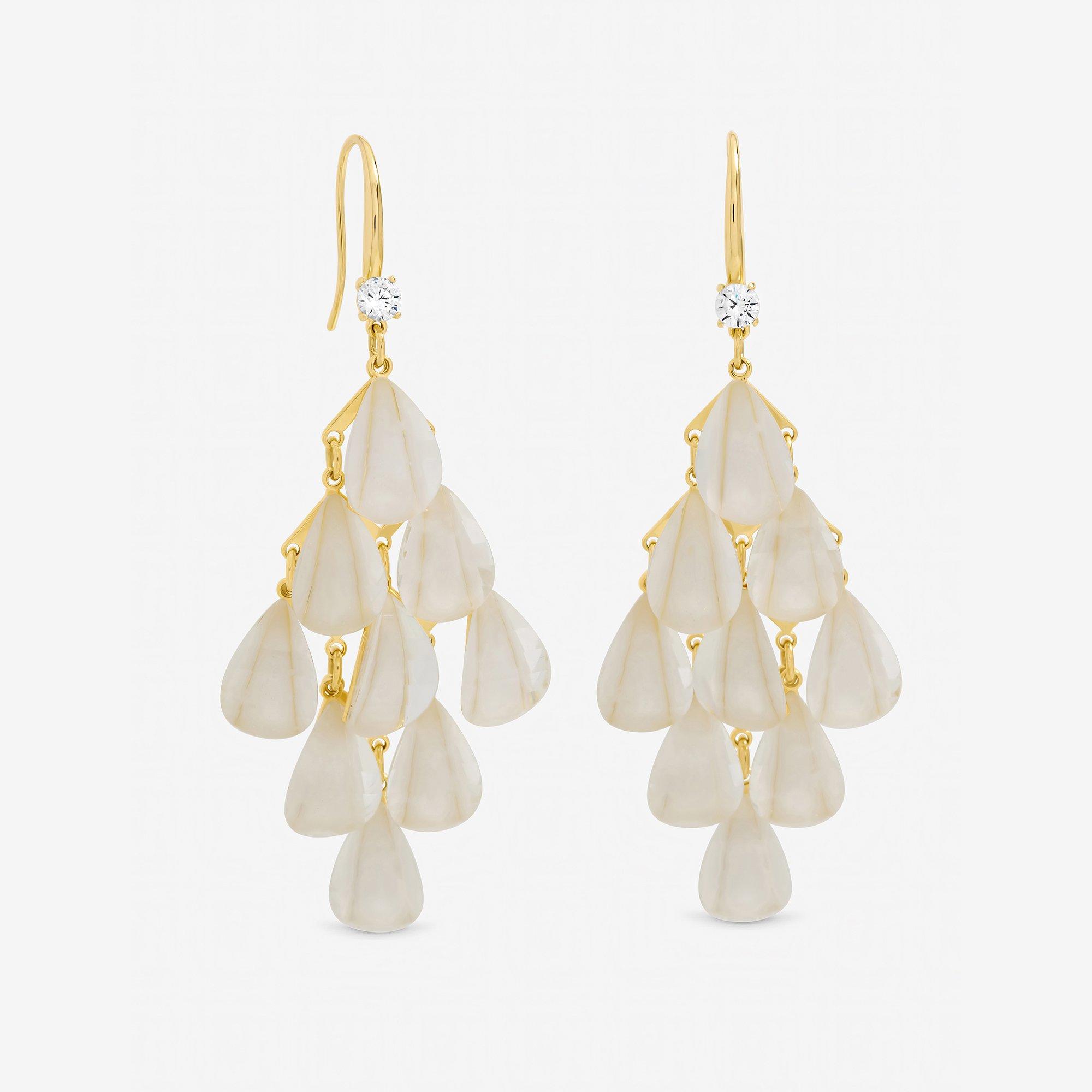 Gold - Jon Richard - Gold Plated and Cream Droplet Earrings - 1
