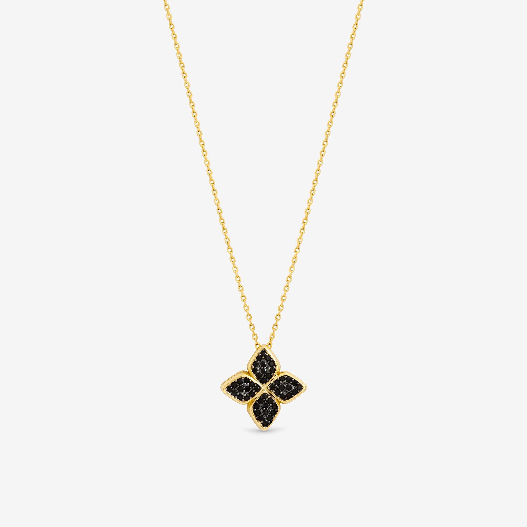 Jon Richard Women's 14K Plated And Jet Druzy Stone Clover Pendant Gold