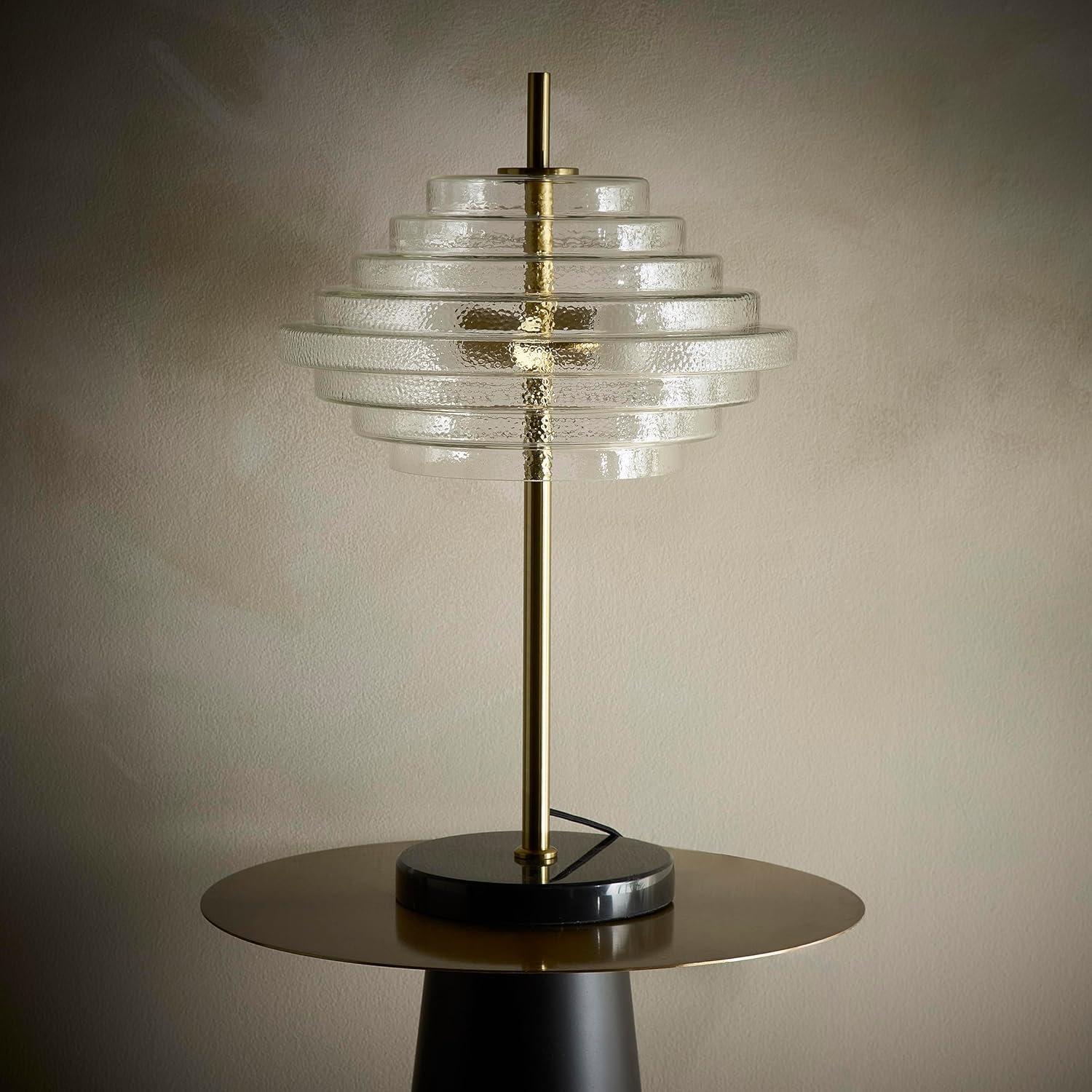 Aspen 2 Light Tiered Glass Brass Table Lamp