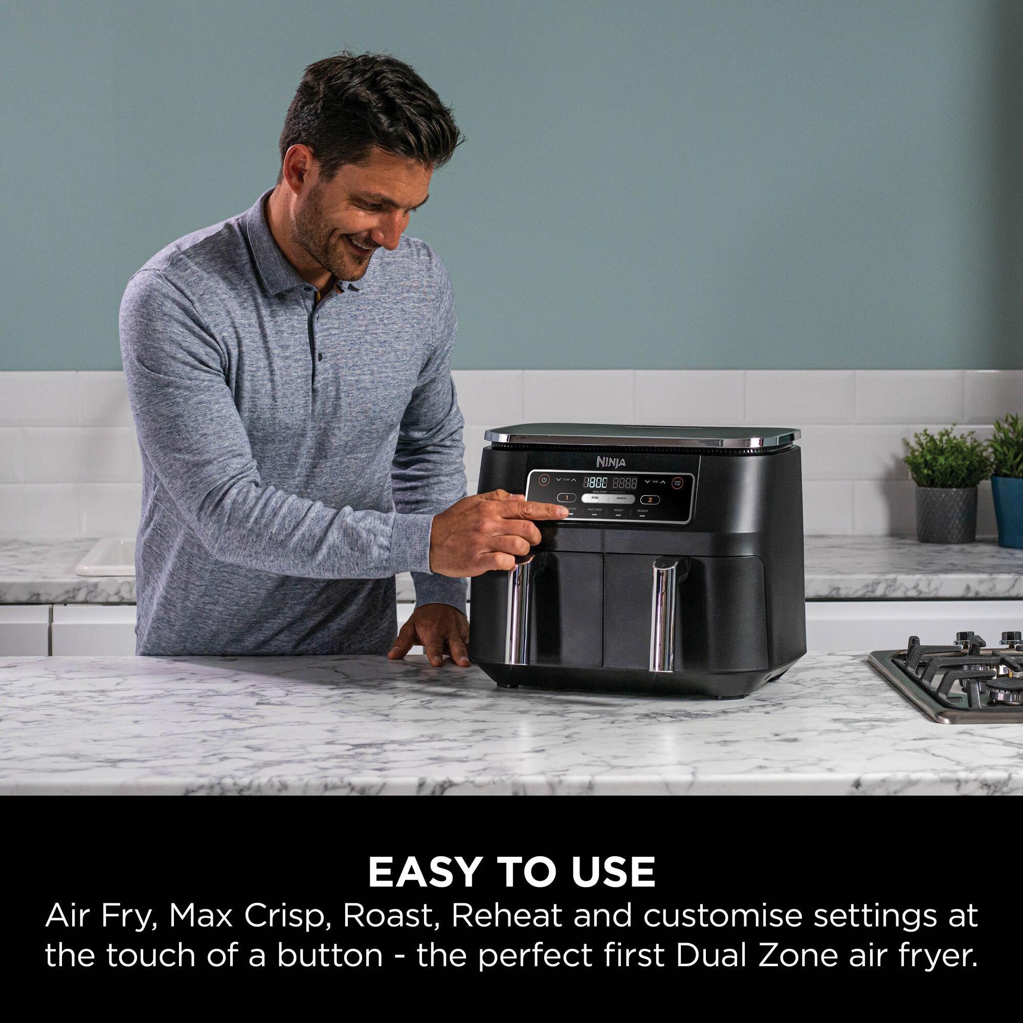 Black - Ninja - Foodi 4-in-1 Dual Zone Air Fryer 7.6L AF200UK - 7