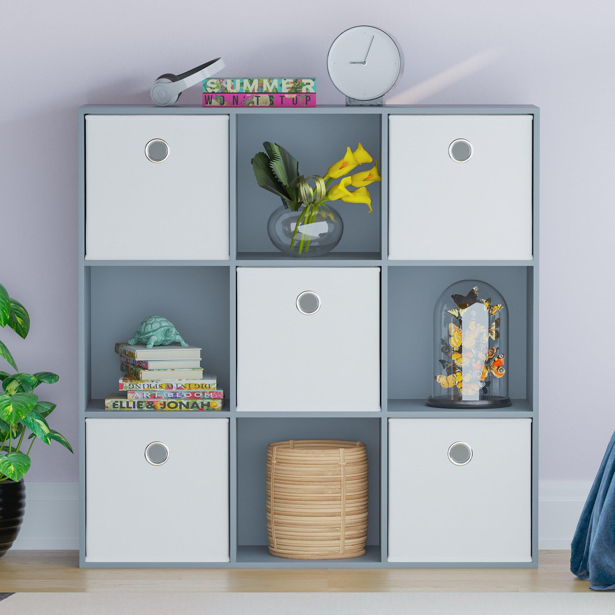 White - Lassic - 3x3 Cube Storage Unit (G) + Set of 5 Storage Cubes - 3