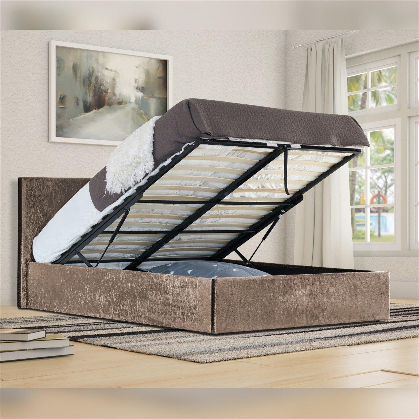 Comfy Living Crushed Velvet Ottoman Bed and Mattress