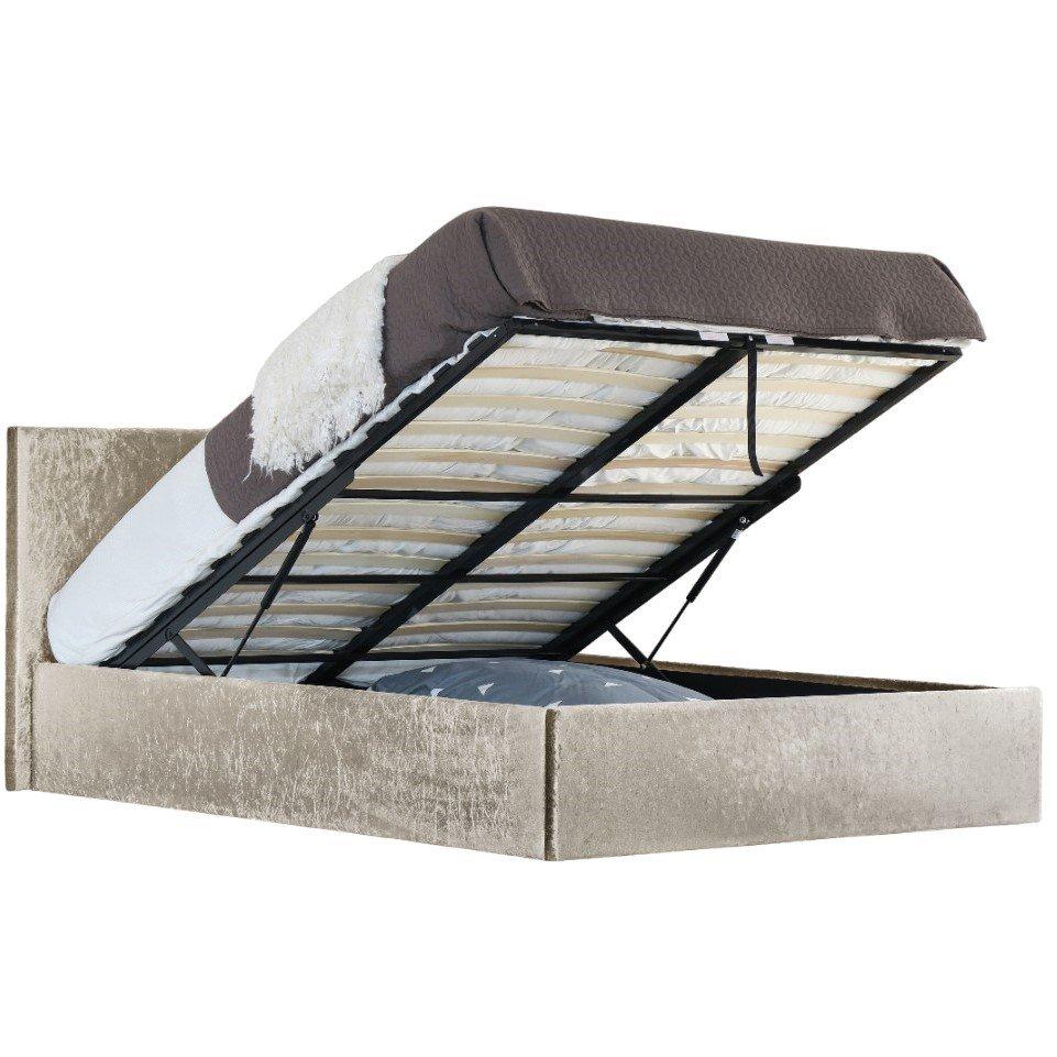 Cream - Comfy Living - Crushed Velvet Ottoman Bed and Mattress - 3