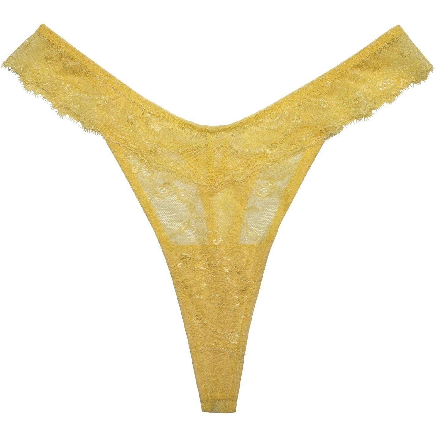 Yellow - Wolf and Whistle - Ariana Yellow Everyday Lace Thong - 7