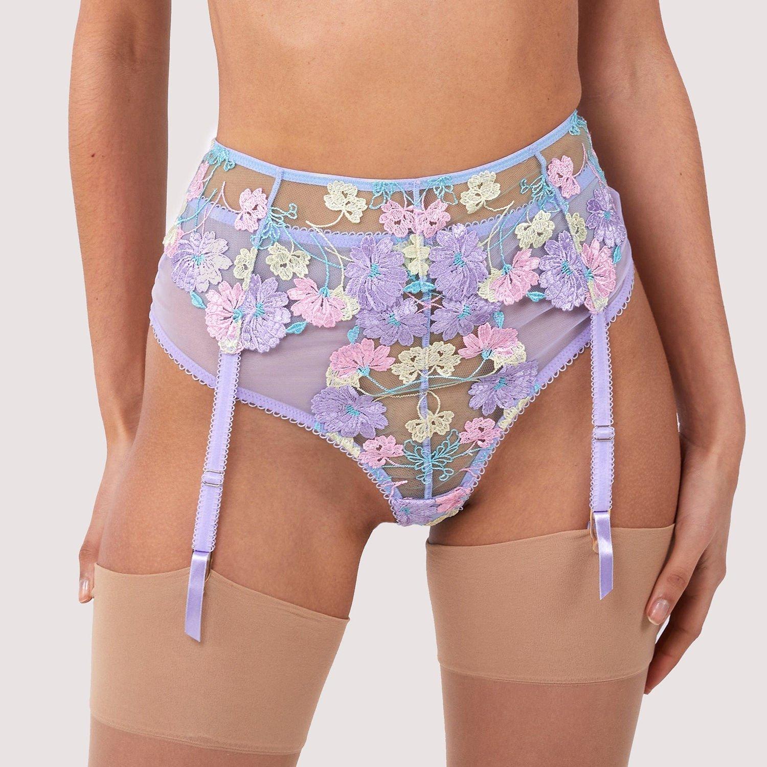Pink - Playful Promises - Luna Pastel Embroidery Picot Elastic Suspender - 1