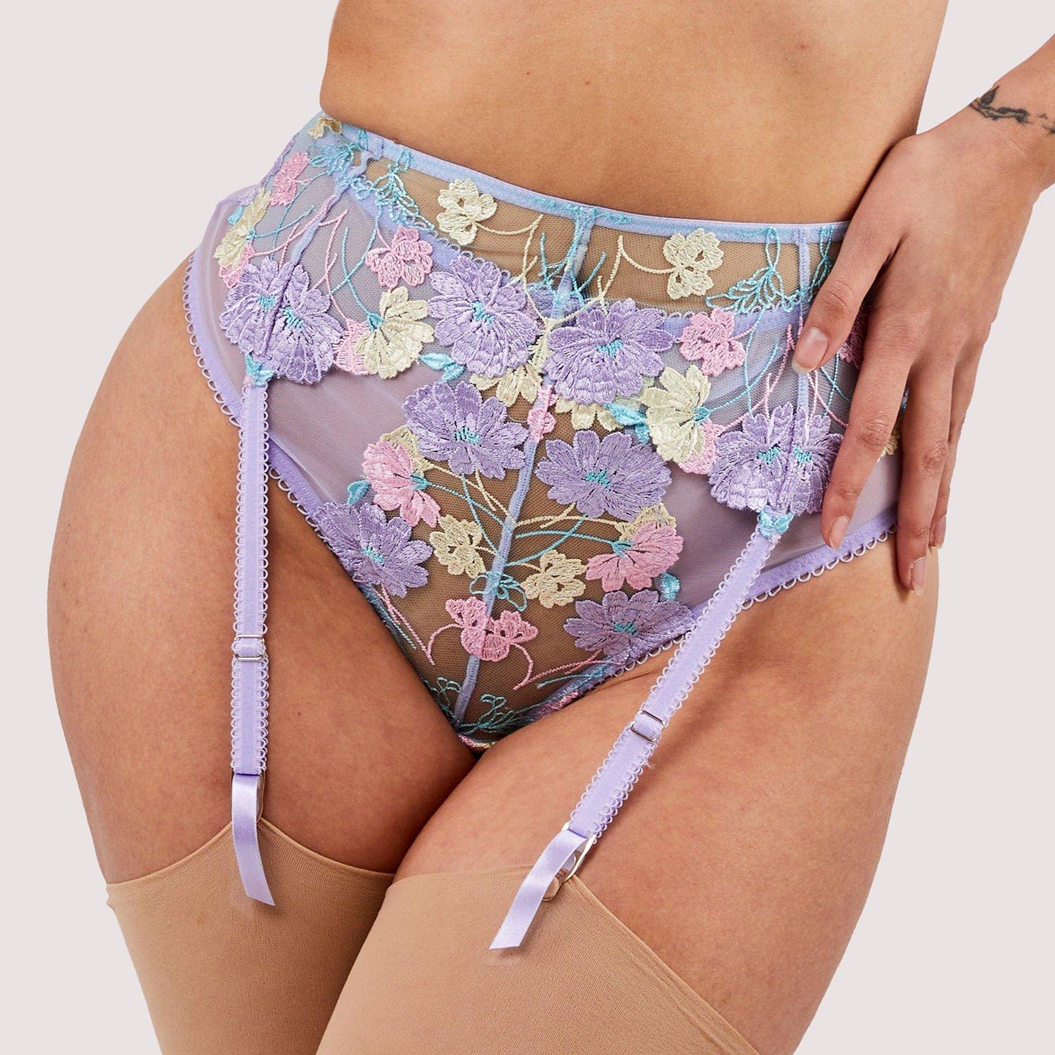Pink - Playful Promises - Luna Pastel Embroidery Picot Elastic Suspender - 4
