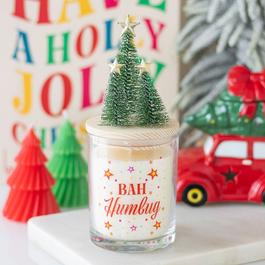 Something Different Bah Humbug Orange & Clove Glass Candle with Tree