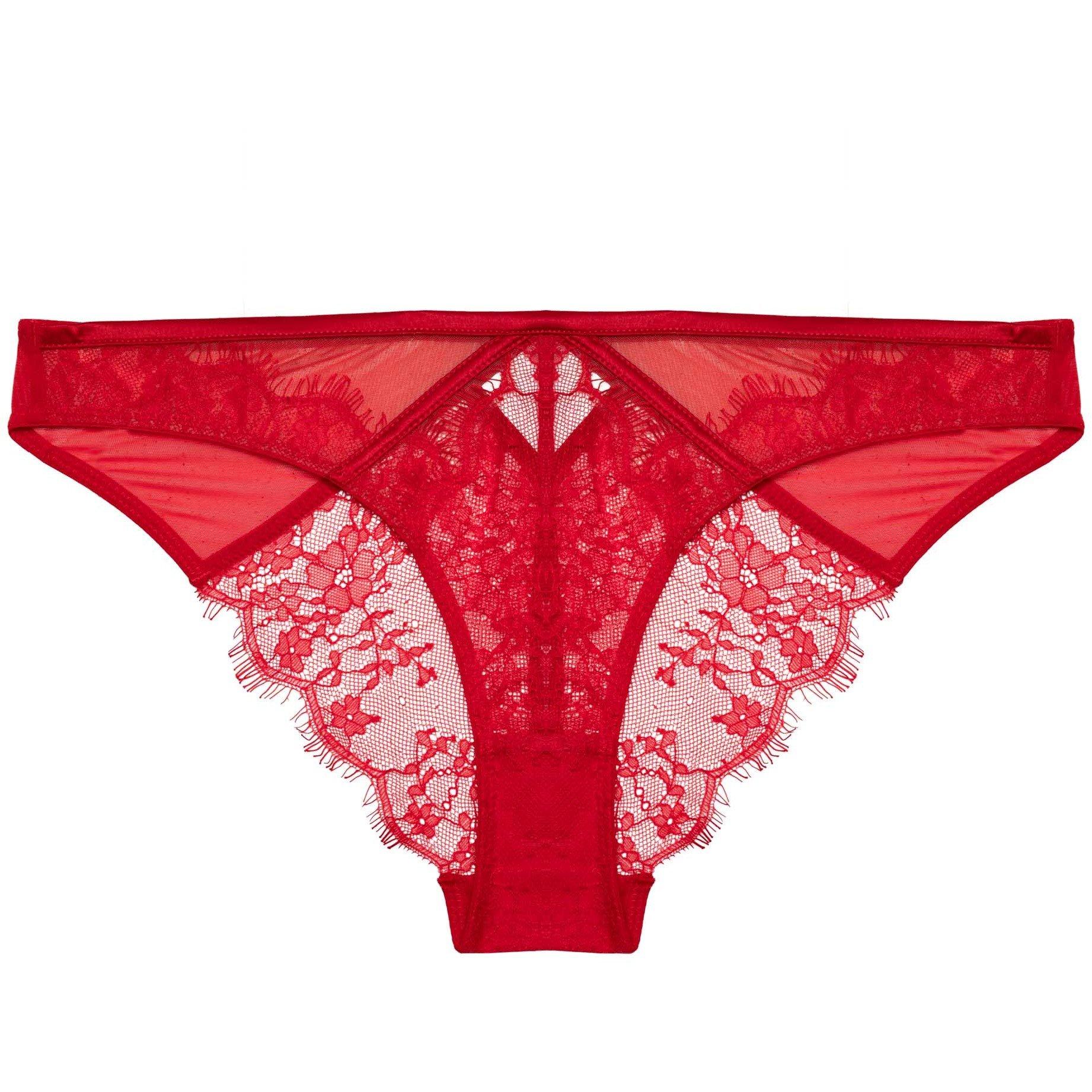 Red - Wolf and Whistle - Natalia Red Eyelash Lace Brief - 4