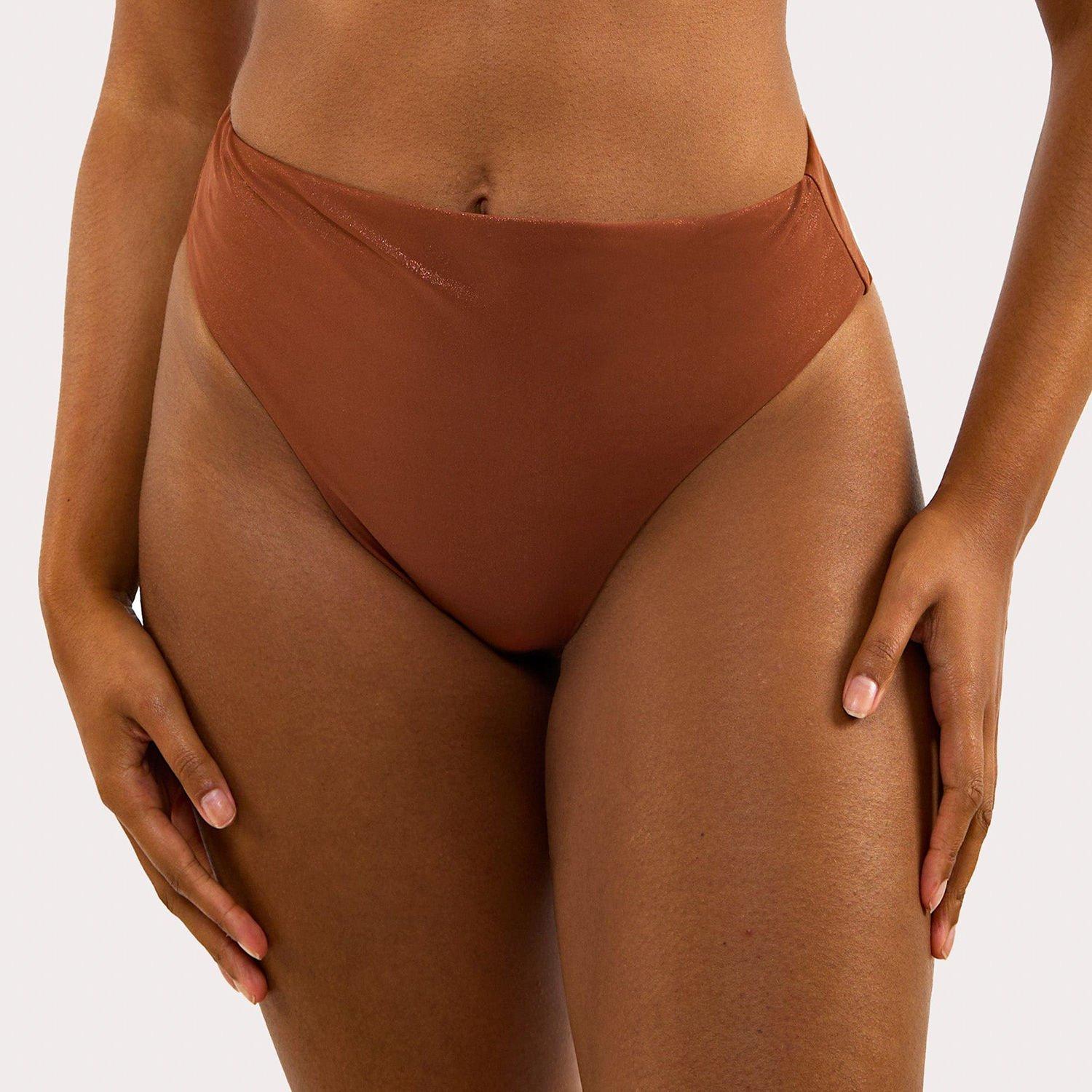 Bronze - Wolf and Whistle - Morgan Bronze Glitter Mix & Match High-Waist Brief - 1