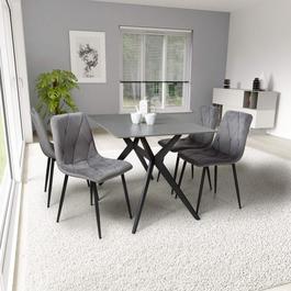Shankar Timor 1.2m Grey & 4 Vernon Grey Dining Set