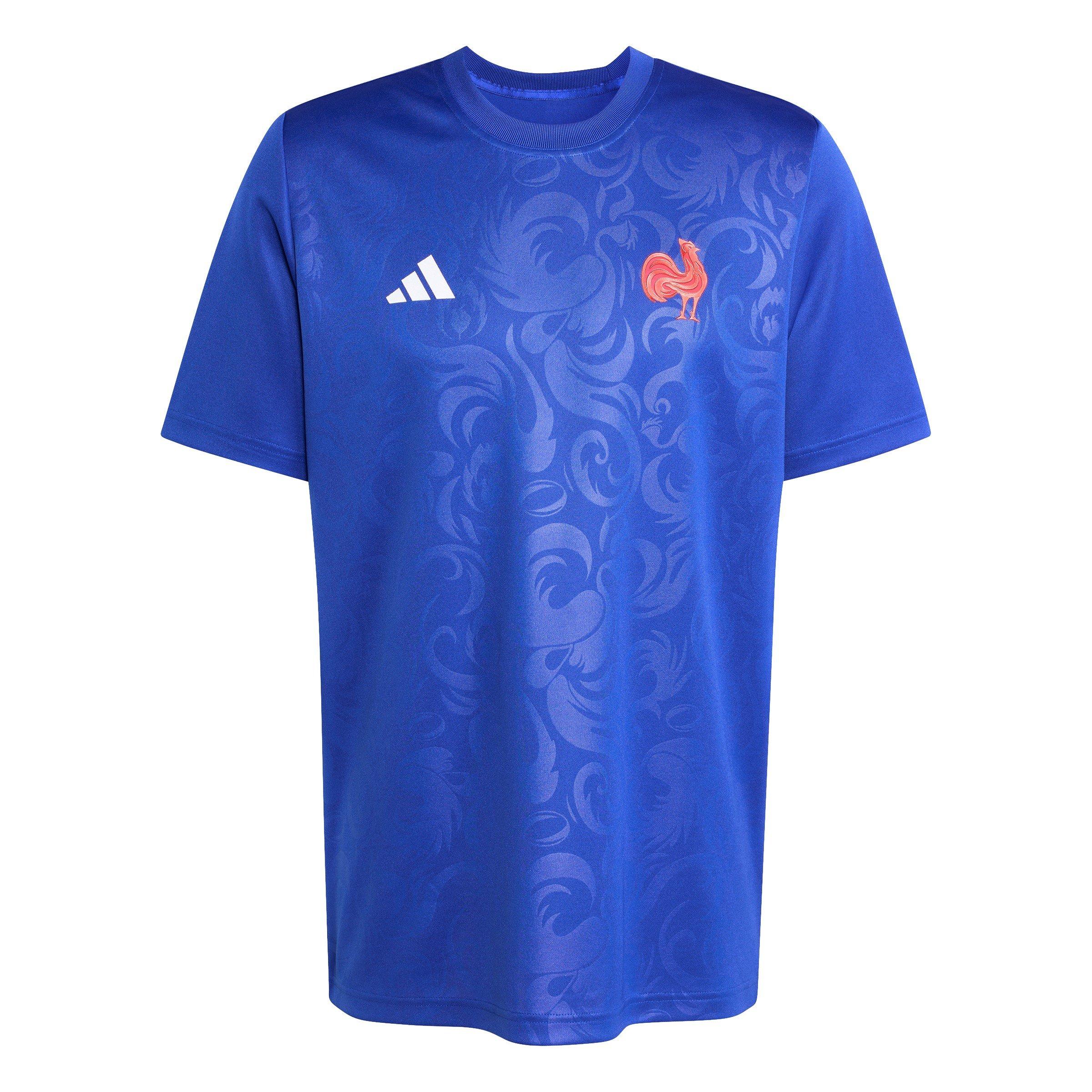Adidas Men's France Rugby Supporter T-Shirt 2025 Adults - Team Ryl Blue - XL