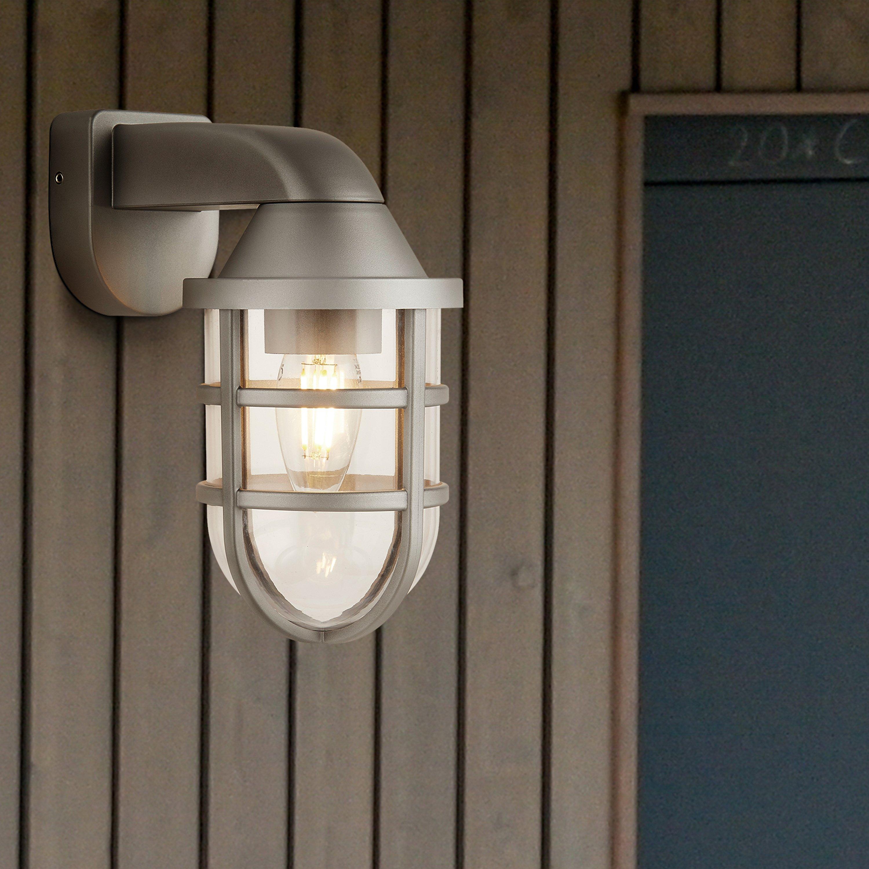 Lighting Collection  Ever - Plastic Outdoor Wall Light Silver - Silver And Clea