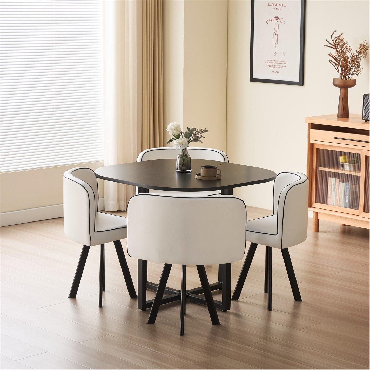 Modern Dining Set Black Table With Chairs