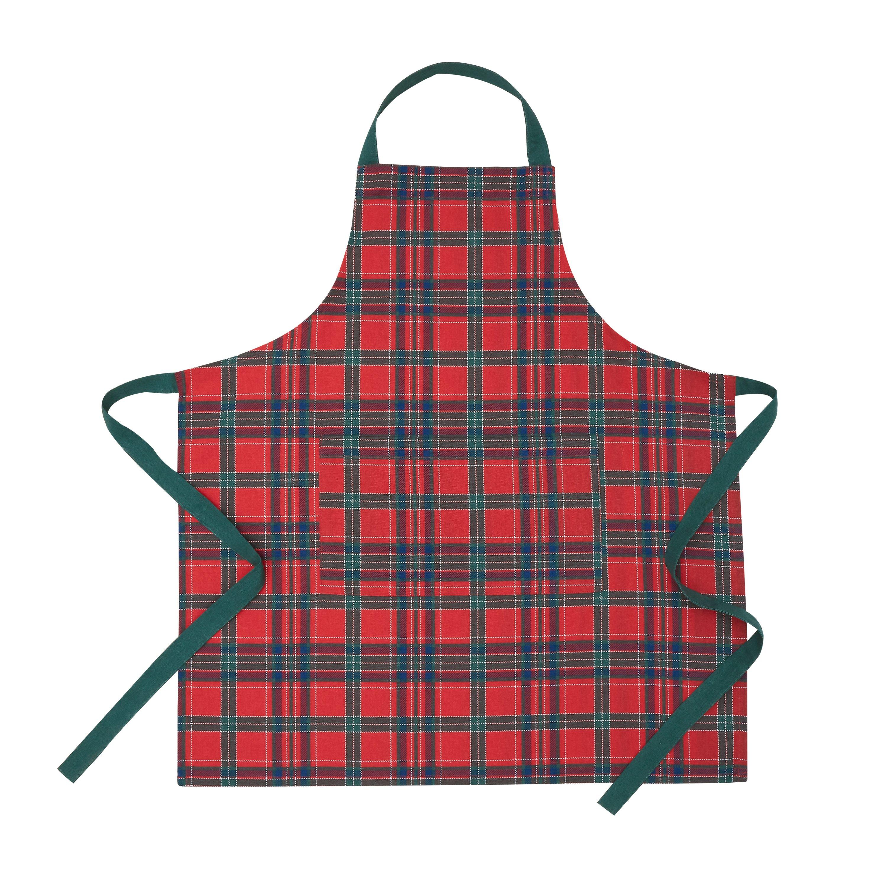 Red / Green - Catherine Lansfield - Christmas Tartan Check Cotton Kitchen Adult Apron - 3